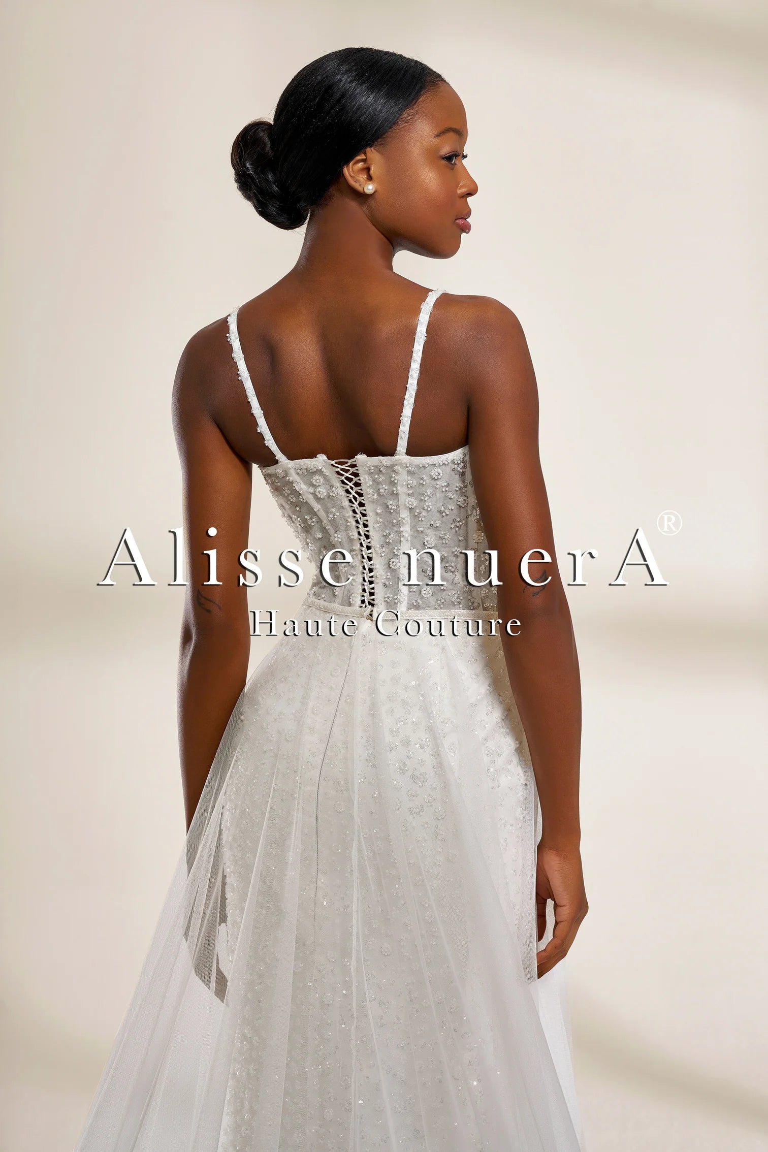 Convertible Polka Dot Lace Mermaid and A-Line Wedding Dress with Sheer Overskirt - Alisse Bridal White / Satin / 30 Convertible Polka Dot Lace Mermaid and A-Line Wedding Dress with Sheer Overskirt - Alisse Bridal White / Satin / 30