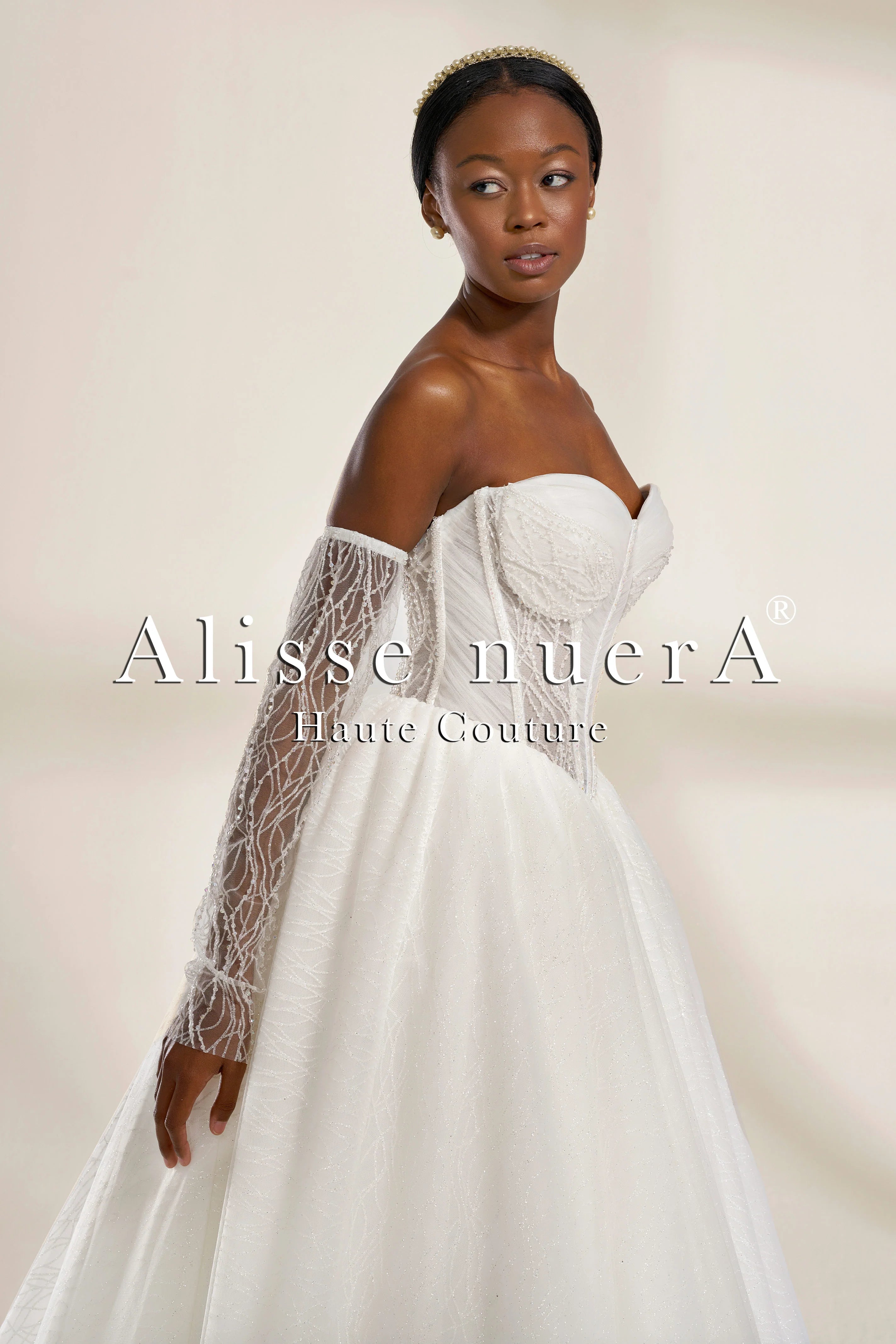 Corset-Style A-Line Wedding Dress with Detachable Sheer Sleeves and Embellishments - Alisse Bridal White / French Lace / 26 Corset-Style A-Line Wedding Dress with Detachable Sheer Sleeves and Embellishments - Alisse Bridal White / French Lace / 26