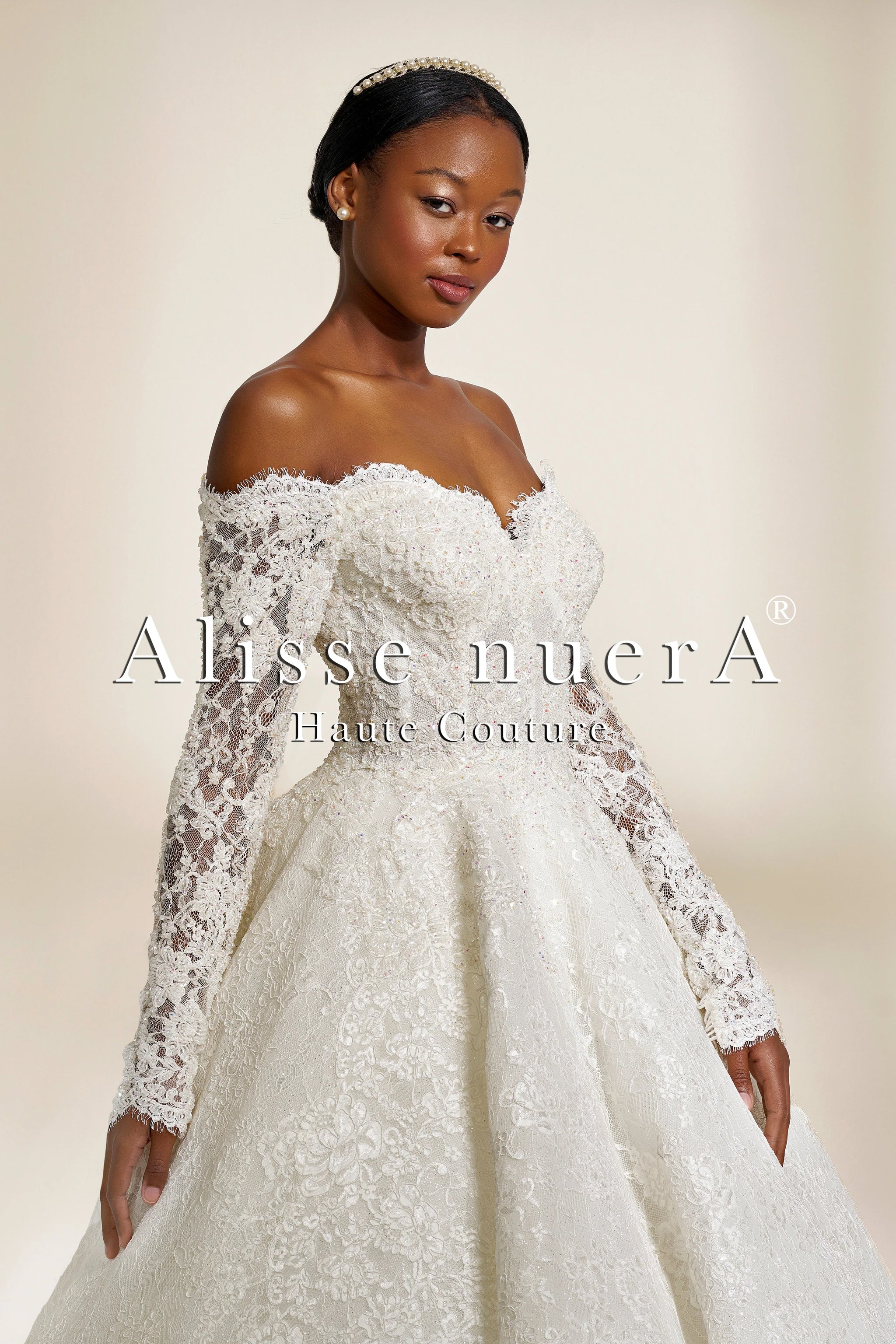 long sleeve boat neck lace wedding dress Boat neckline dress #1297