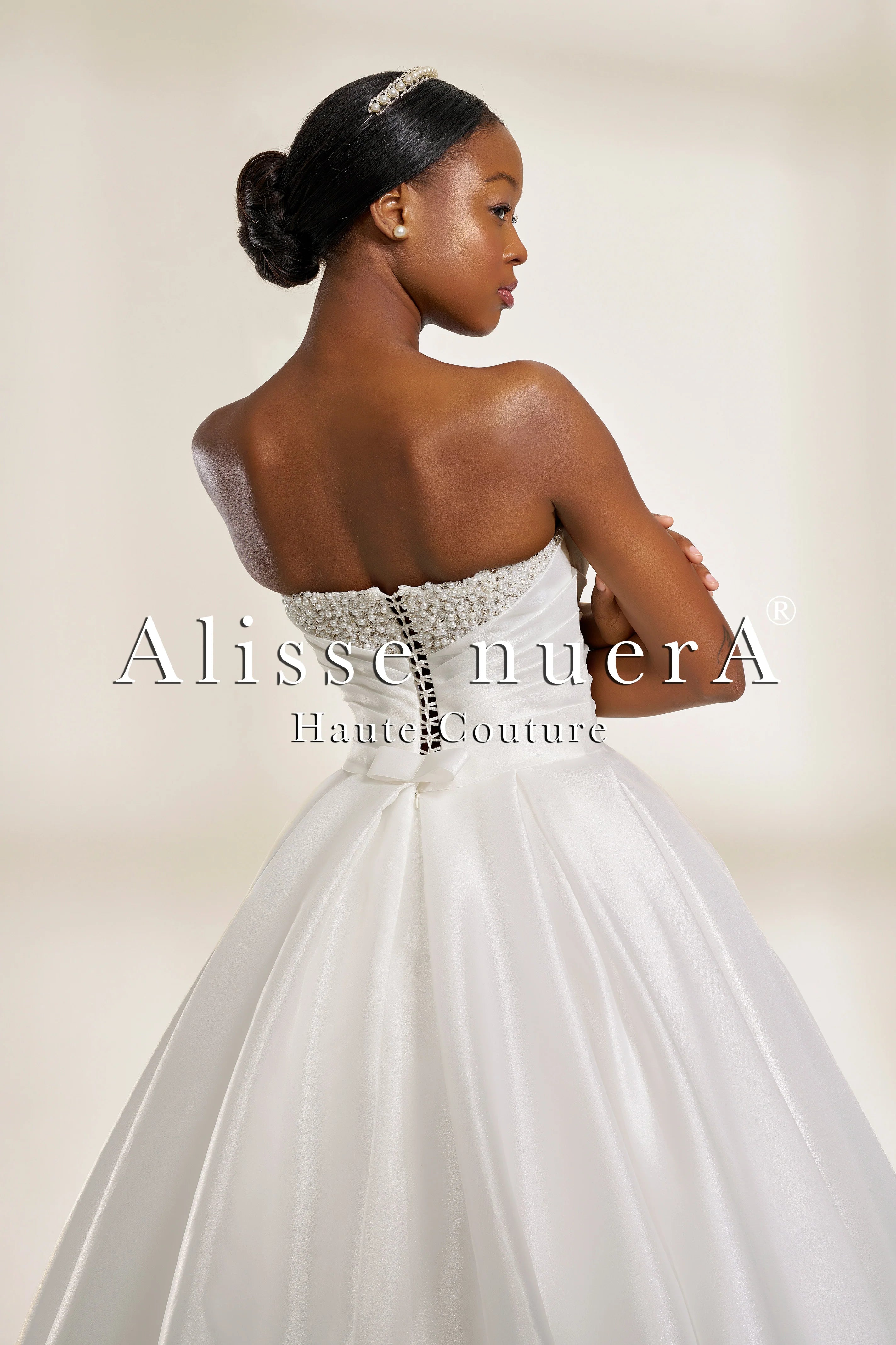 Strapless Straight-Neck Organza Ball Gown Wedding Dress with Beaded Neckline - Alisse Bridal White / Organza / 32 Strapless Straight-Neck Organza Ball Gown Wedding Dress with Beaded Neckline - Alisse Bridal White / Organza / 32
