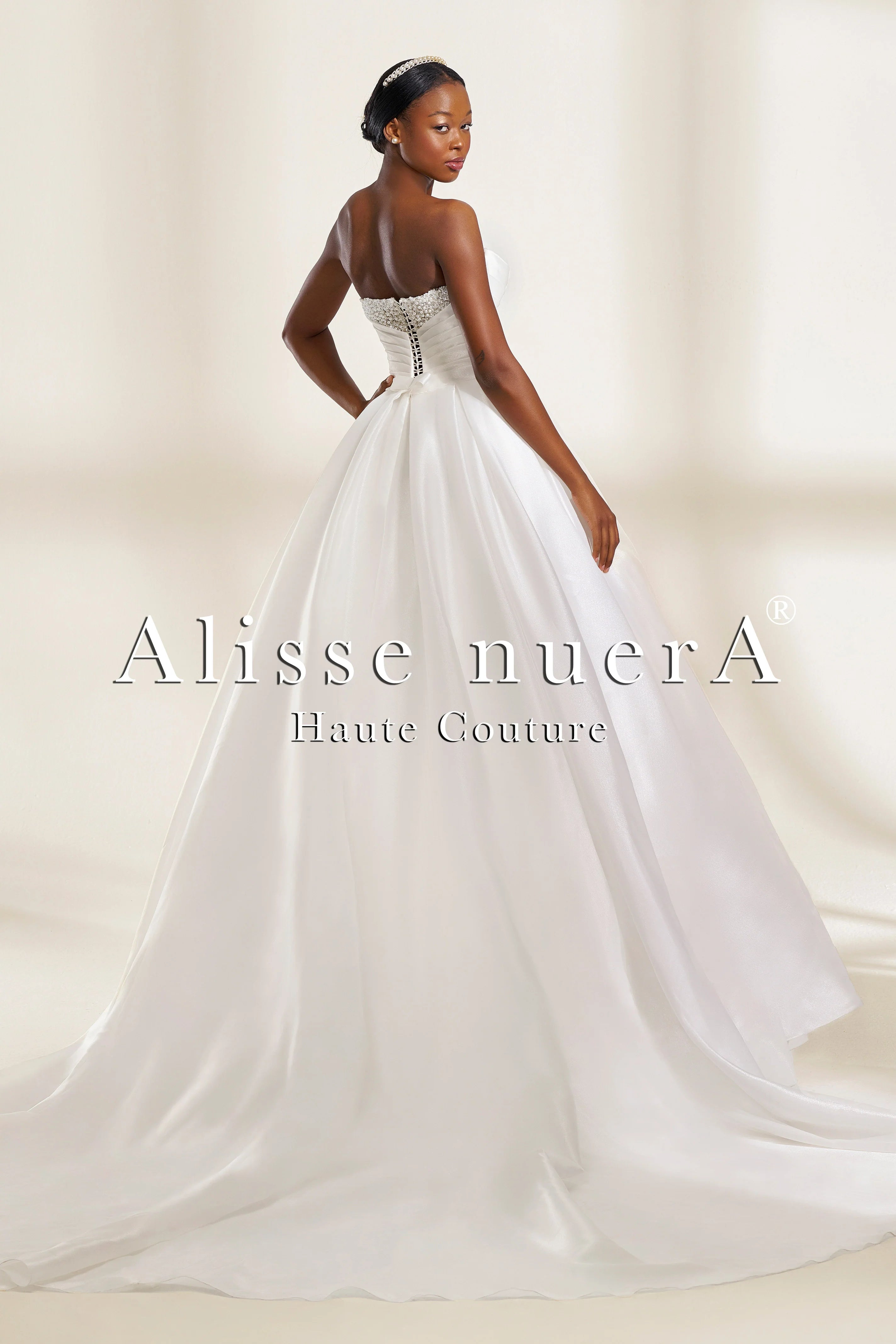 Strapless Straight-Neck Organza Ball Gown Wedding Dress with Beaded Neckline - Alisse Bridal White / Organza / 32 Strapless Straight-Neck Organza Ball Gown Wedding Dress with Beaded Neckline - Alisse Bridal White / Organza / 32