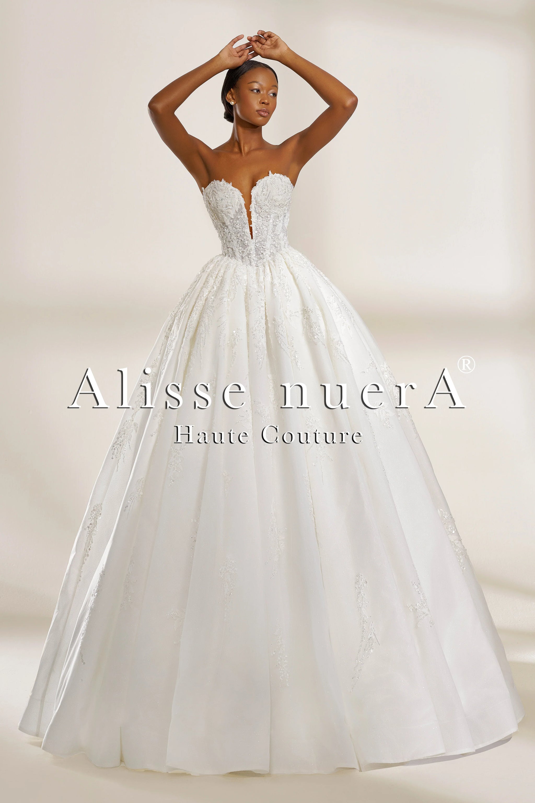 Strapless Sweetheart Neckline Off-White Lace Ball Gown Wedding Dress - Alisse Bridal