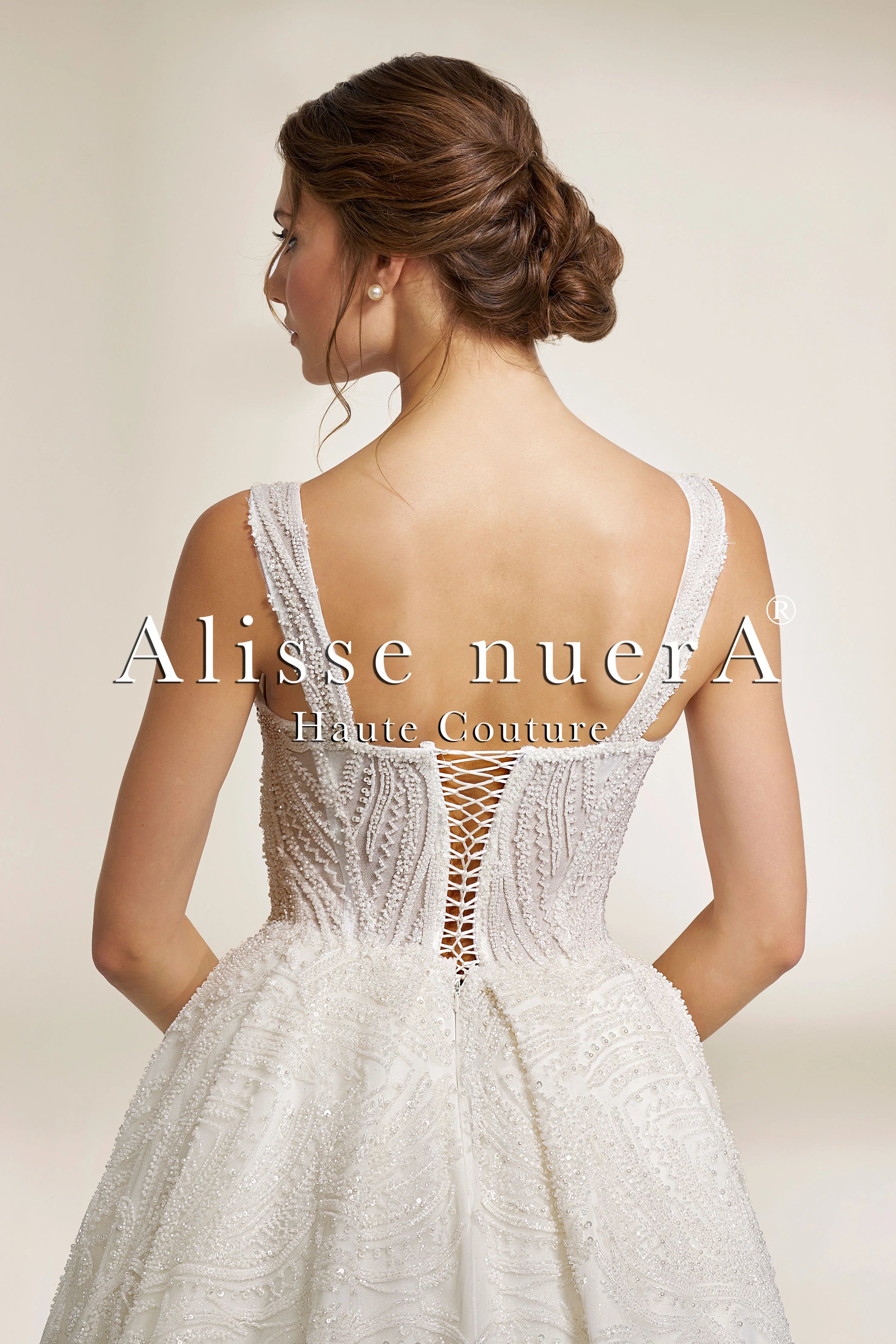 Sweetheart Neckline Spaghetti Strap Fully Embroidered Wedding Dress with Long Train - Alisse Bridal White / French Lace / 12 Sweetheart Neckline Spaghetti Strap Fully Embroidered Wedding Dress with Long Train - Alisse Bridal White / French Lace / 12