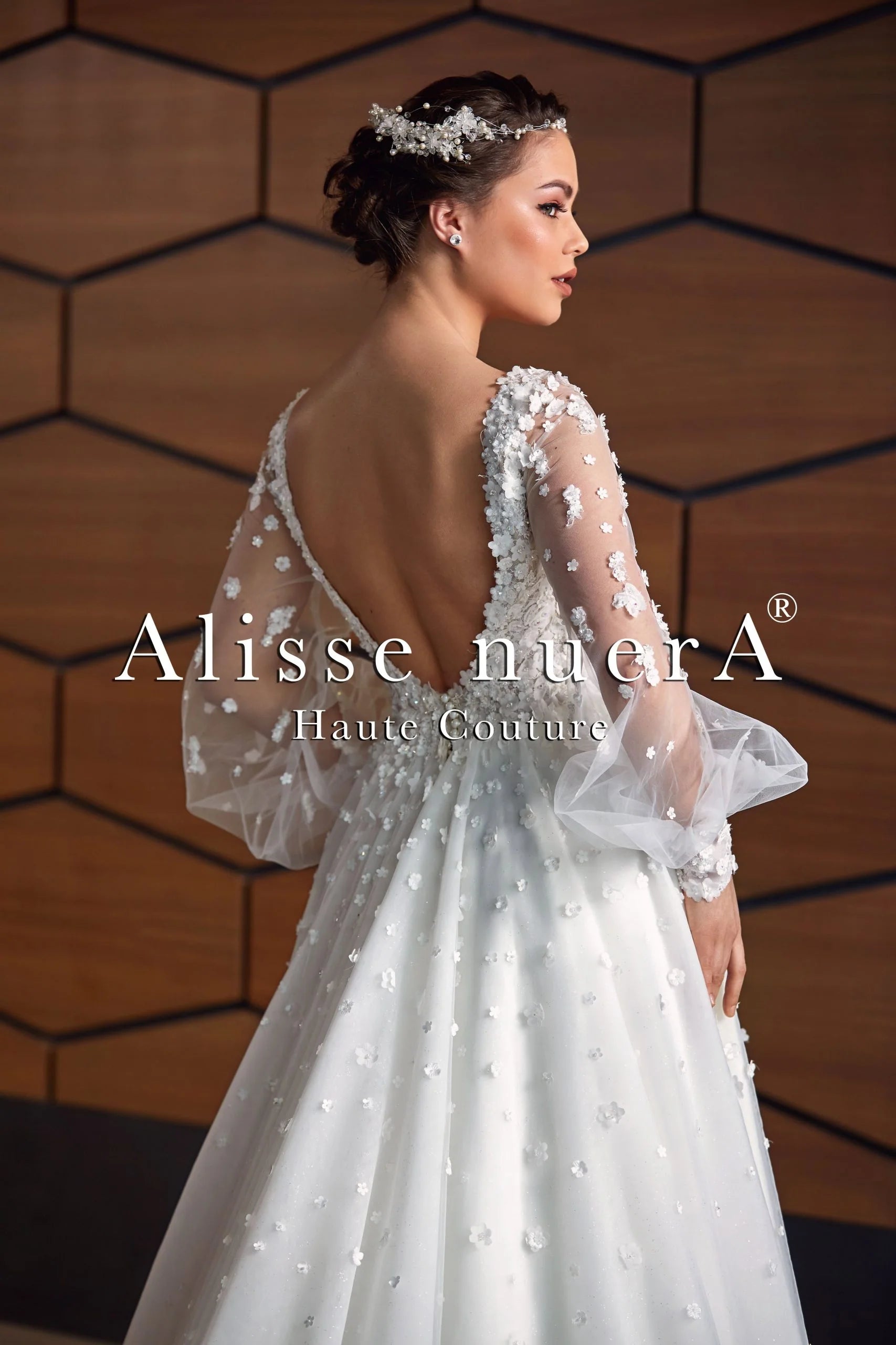 Billow Sleeve Floral Applique Sprinkle Winter White A Line Bridal Dress - Alisse Bridal Snow/Winter/Diamond White / 3D Lace - Tulle / 32 Billow Sleeve Floral Applique Sprinkle Winter White A Line Bridal Dress - Alisse Bridal Snow/Winter/Diamond White / 3D Lace - Tulle / 32