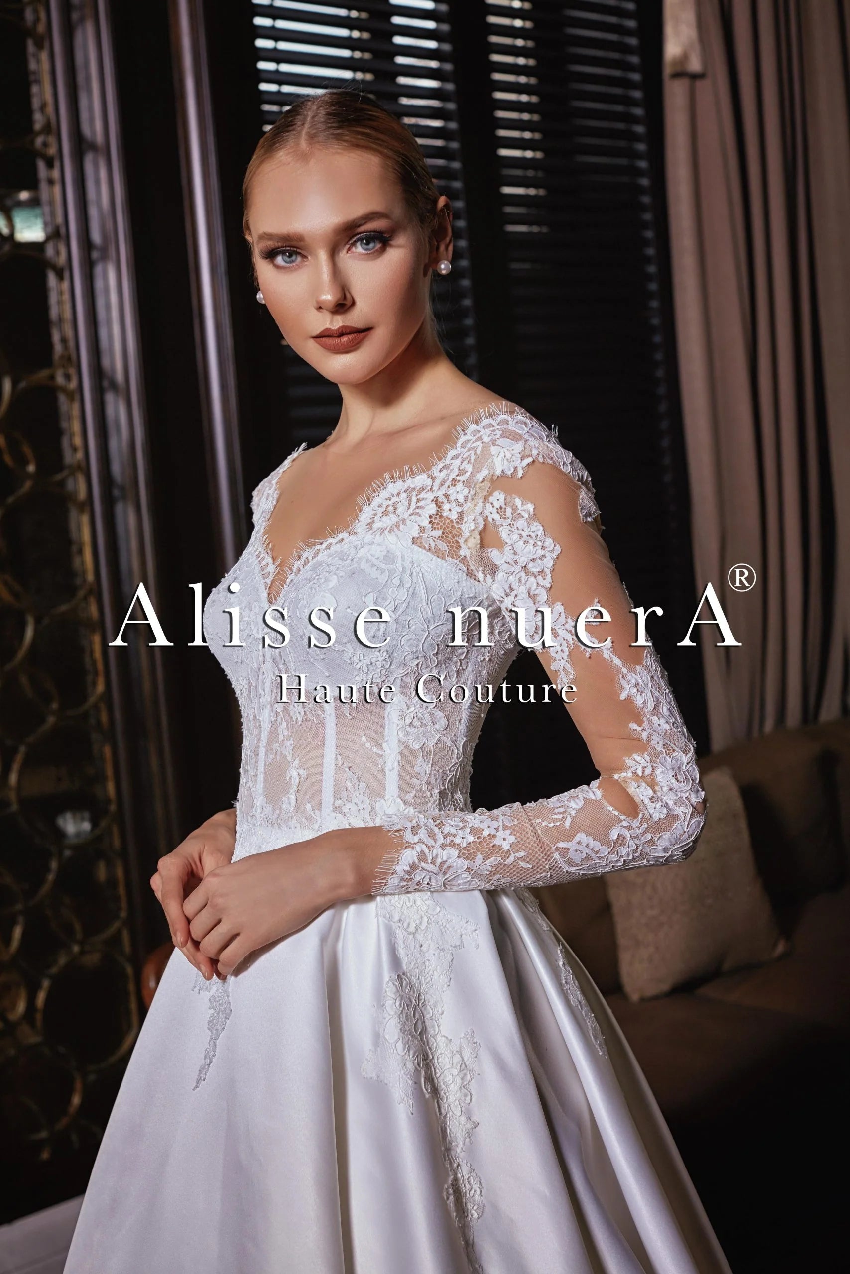 long sleeve lace wedding dress with satin skirt Women's Silk Satin V-Neck Lace Wedding Dress with Half-Sleeves, Embroidered Ruffles, White (US, Numeric, 2, Regular, Regular, White) at Amazon Women's Clothing store