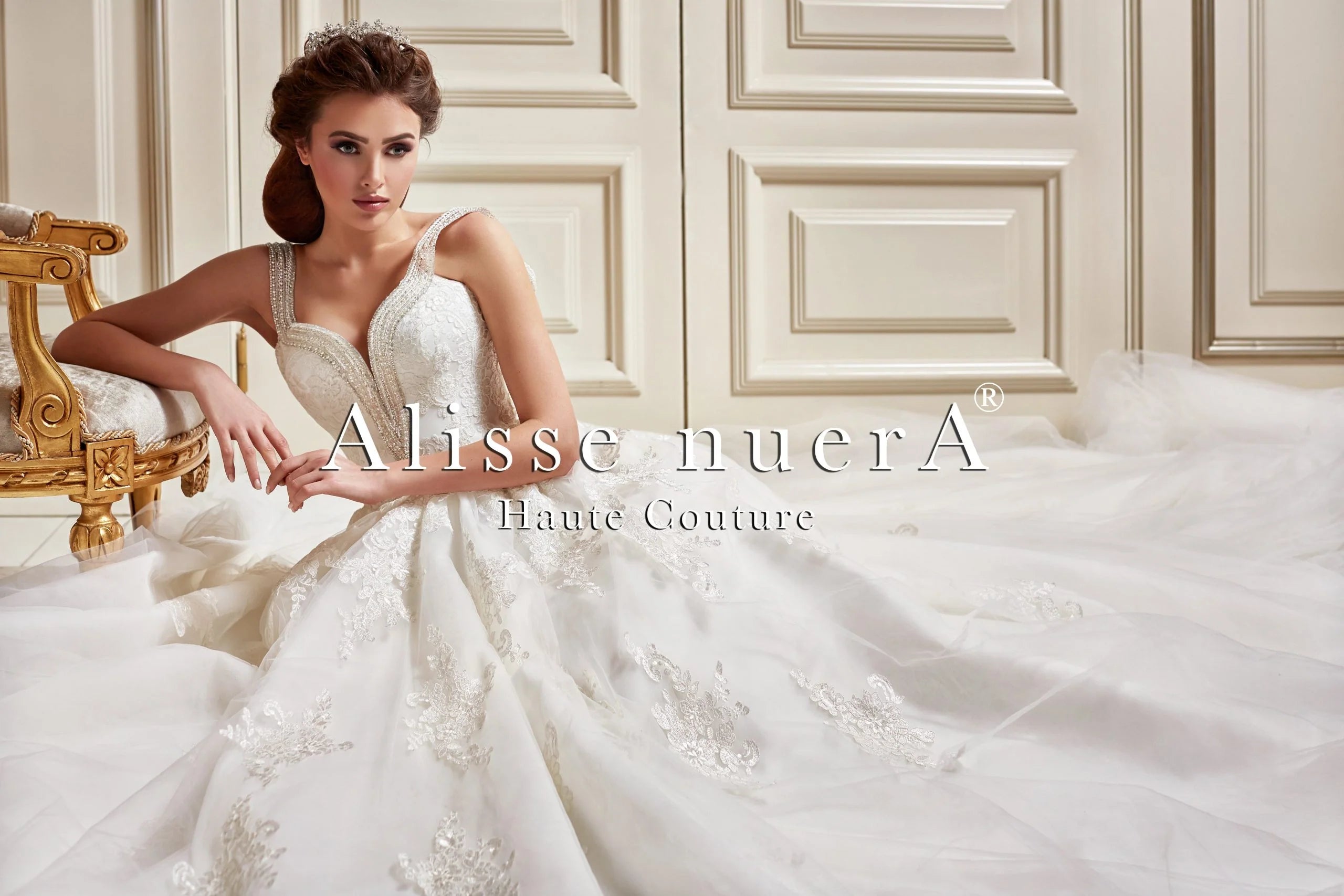 Crystals Embroidered Sparkling Square Neck A Line Wedding Gown - Alisse Bridal Off White / Lace / 2 Crystals Embroidered Sparkling Square Neck A Line Wedding Gown - Alisse Bridal Off White / Lace / 2
