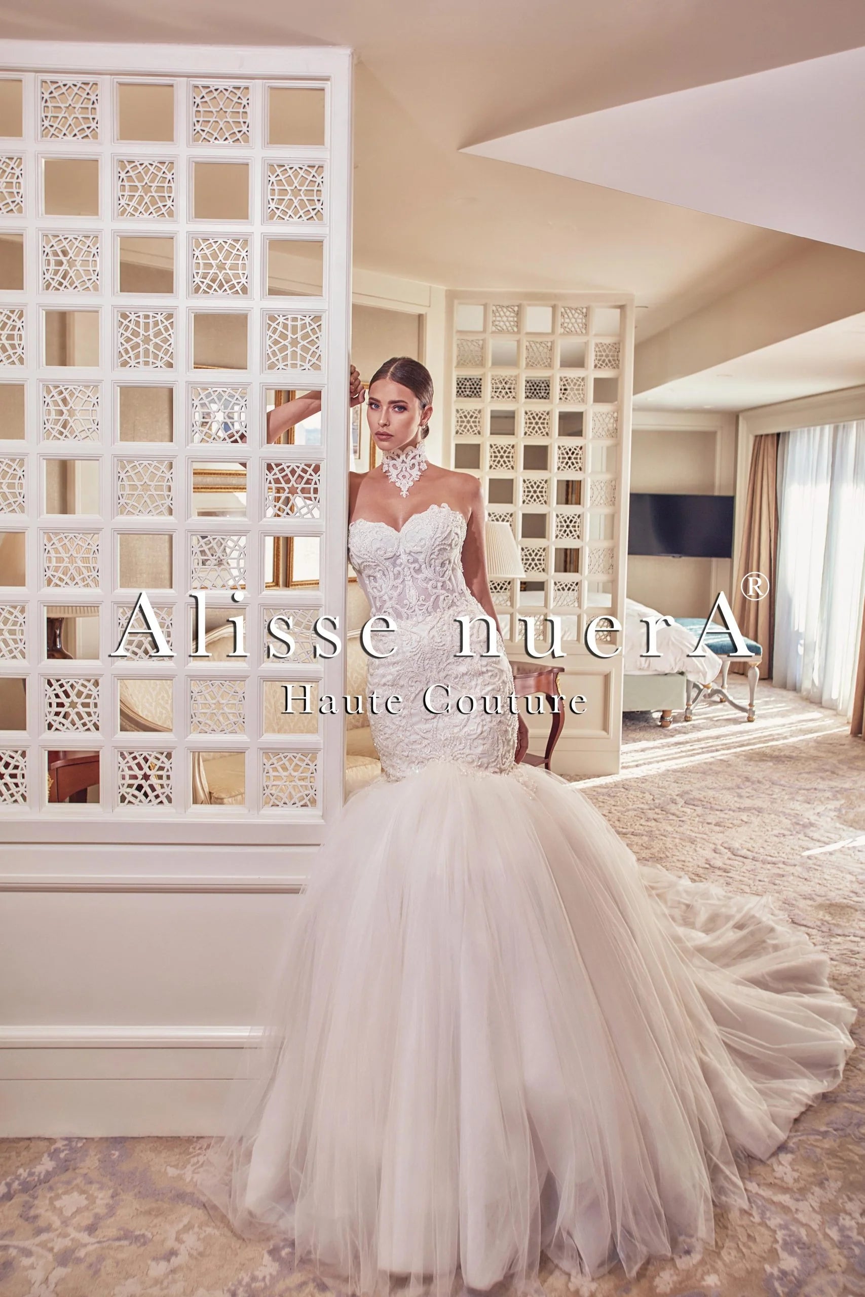 Embroidered Mermaid Silhouette Convertible Wedding Gown with Tulle Bridal Bolero - Alisse Bridal Snow-Winter-Diamond White / Lace / 34 Embroidered Mermaid Silhouette Convertible Wedding Gown with Tulle Bridal Bolero - Alisse Bridal Snow-Winter-Diamond White / Lace / 34