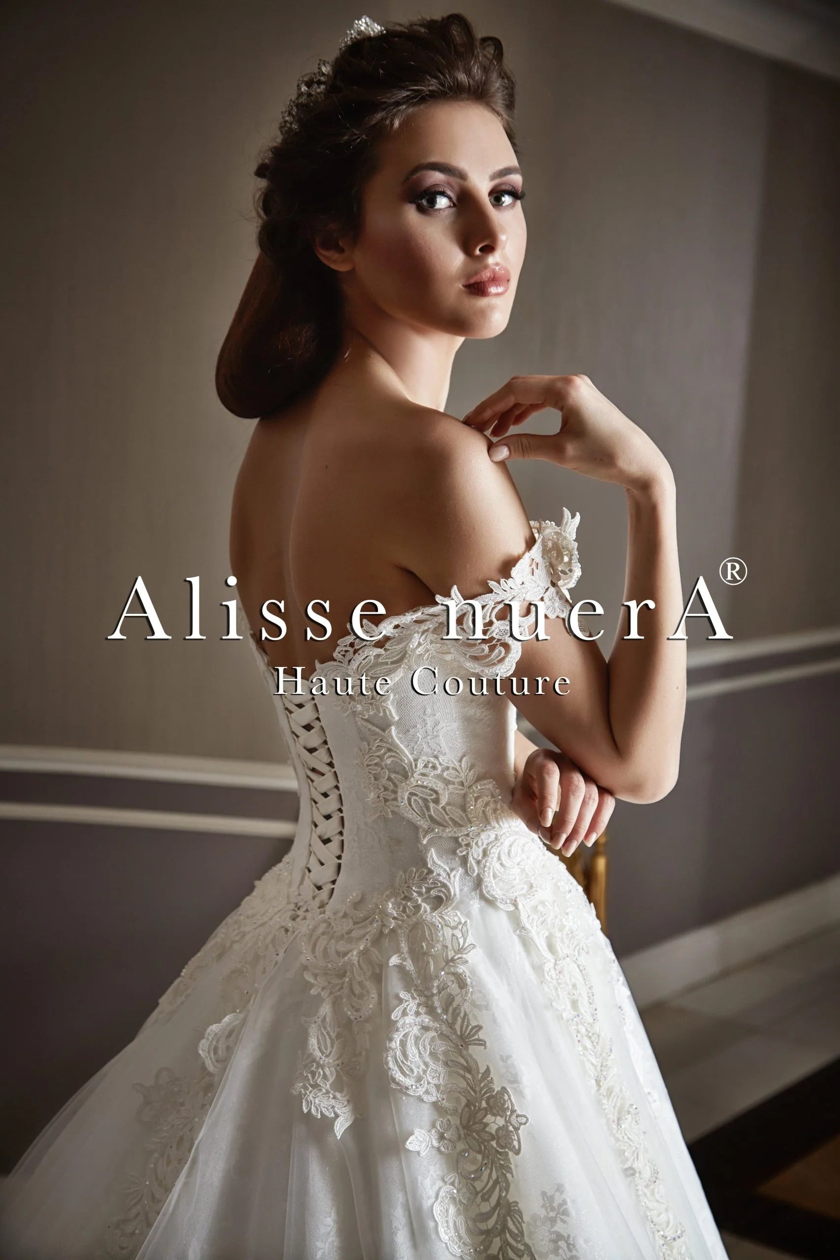 Off Shoulder Sweetheart Lace Wedding Dress with Bridal Choker - Alisse Bridal Off White / Lace Tulle / 14 Off Shoulder Sweetheart Lace Wedding Dress with Bridal Choker - Alisse Bridal Off White / Lace Tulle / 14