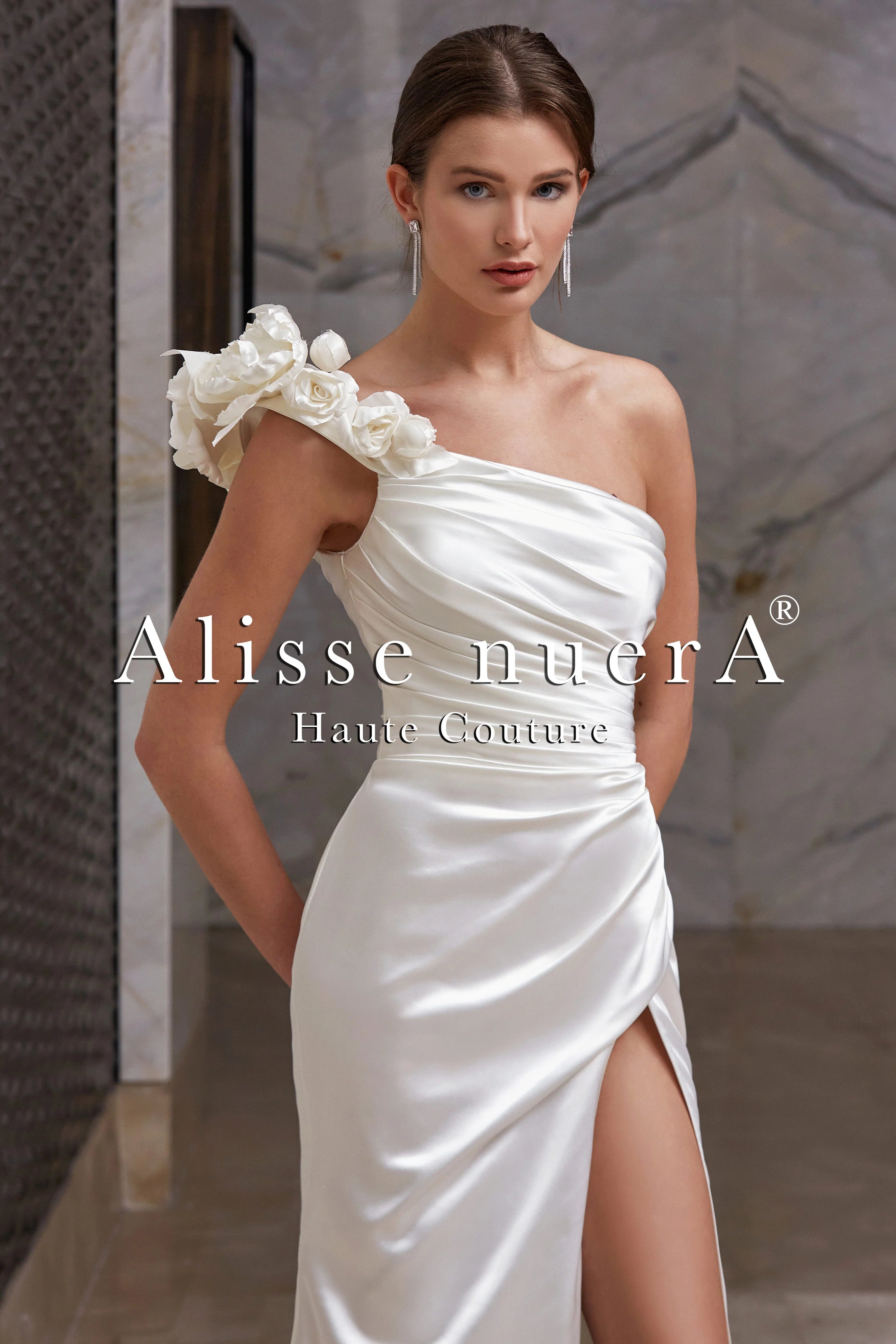 white satin pencil dress White Knee-length Halter Satin Pencil Wedding Dress with Bow