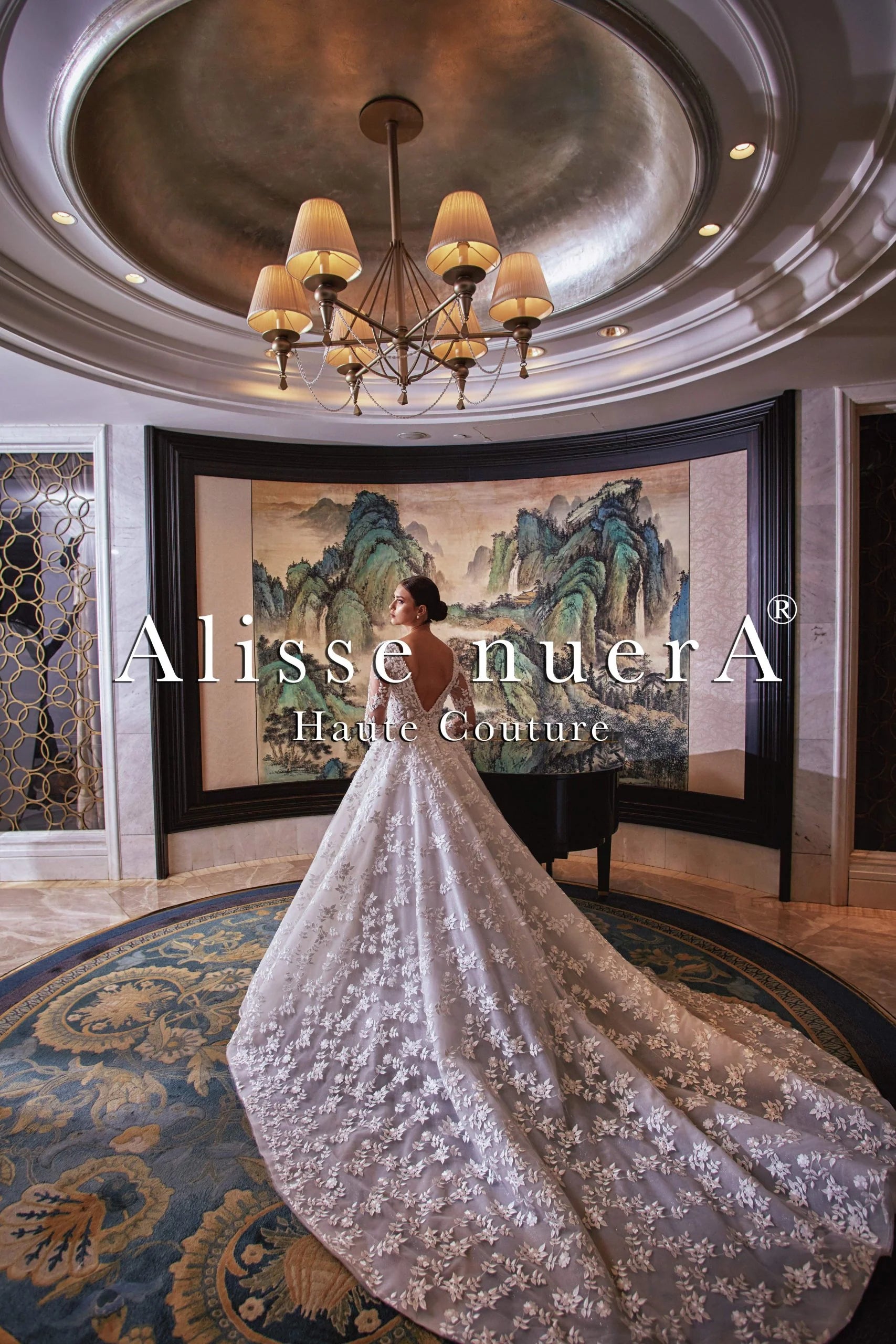 Plunging V Neck Winter White Floral A Line Wedding Dress with Transparent Tulle Sleeve - Alisse Bridal Plunging V Neck Winter White Floral A Line Wedding Dress with Transparent Tulle Sleeve - Alisse Bridal