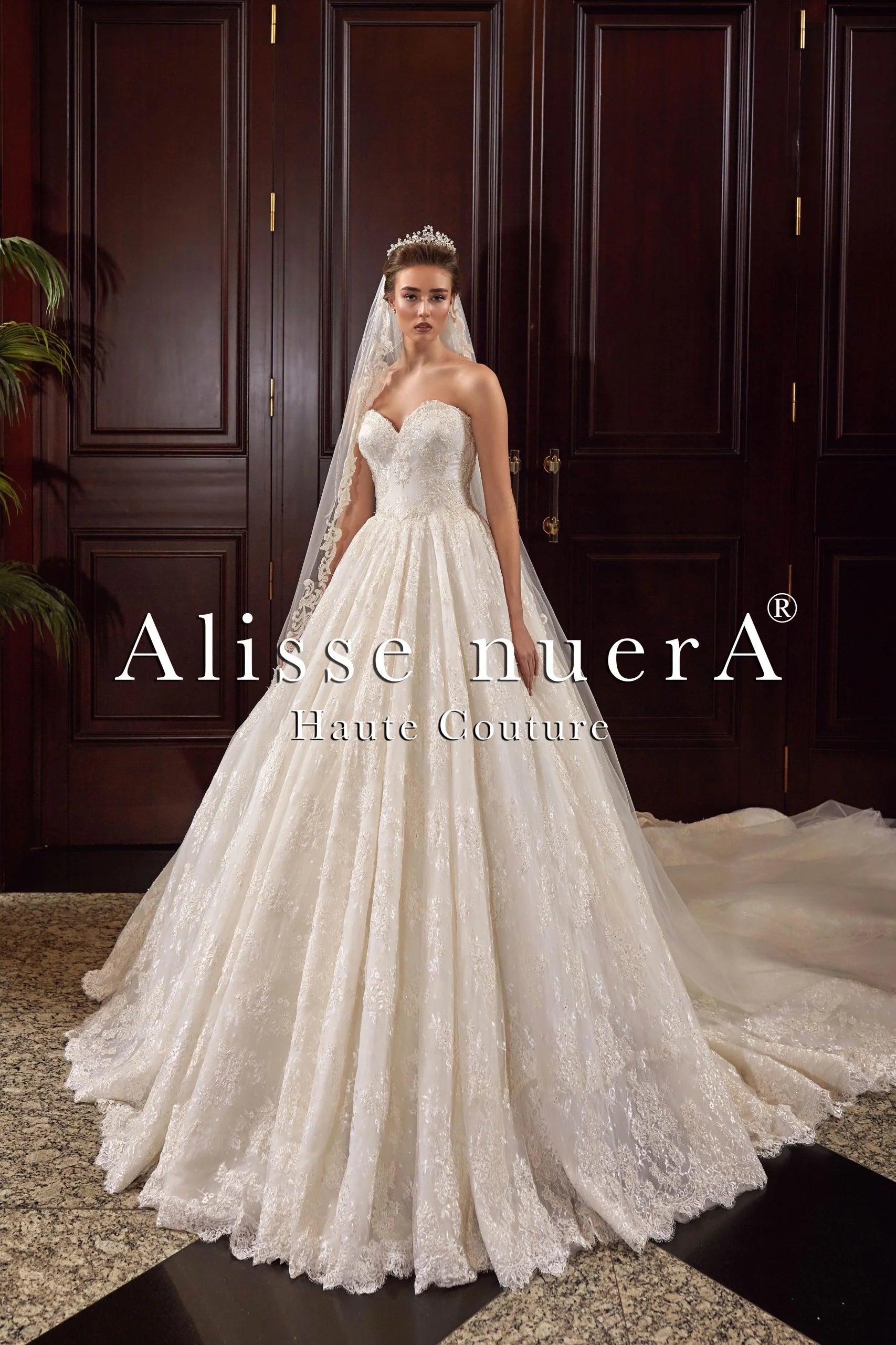 Shimmering Lace Wedding Dress A Line Silhouette with Removable Layered Long Sleeve - Alisse Bridal Ivory / Lace / 28 Shimmering Lace Wedding Dress A Line Silhouette with Removable Layered Long Sleeve - Alisse Bridal Ivory / Lace / 28