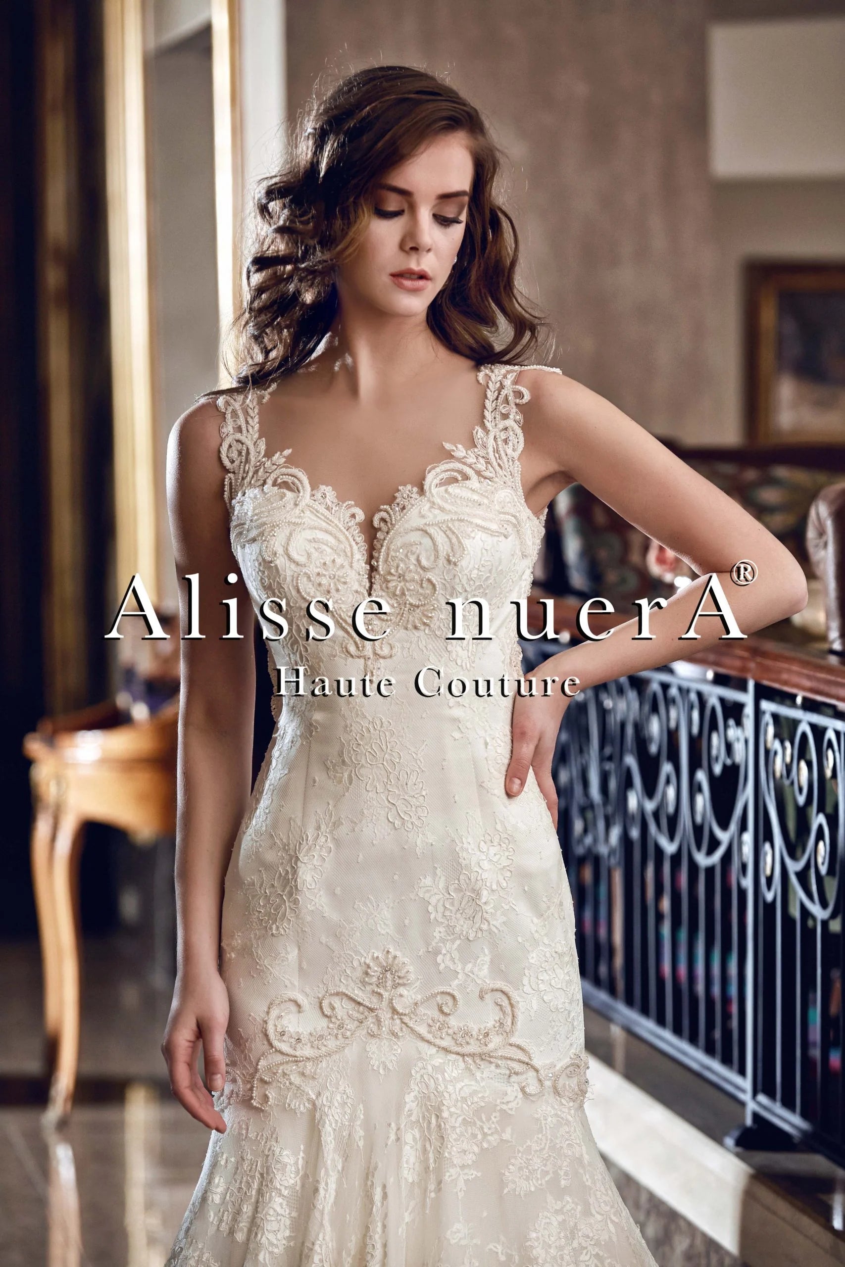 Square Neck Lace Embroidered Fit and Flare Wedding Dress - Alisse Bridal Ivory / Lace / 10 Square Neck Lace Embroidered Fit and Flare Wedding Dress - Alisse Bridal Ivory / Lace / 10