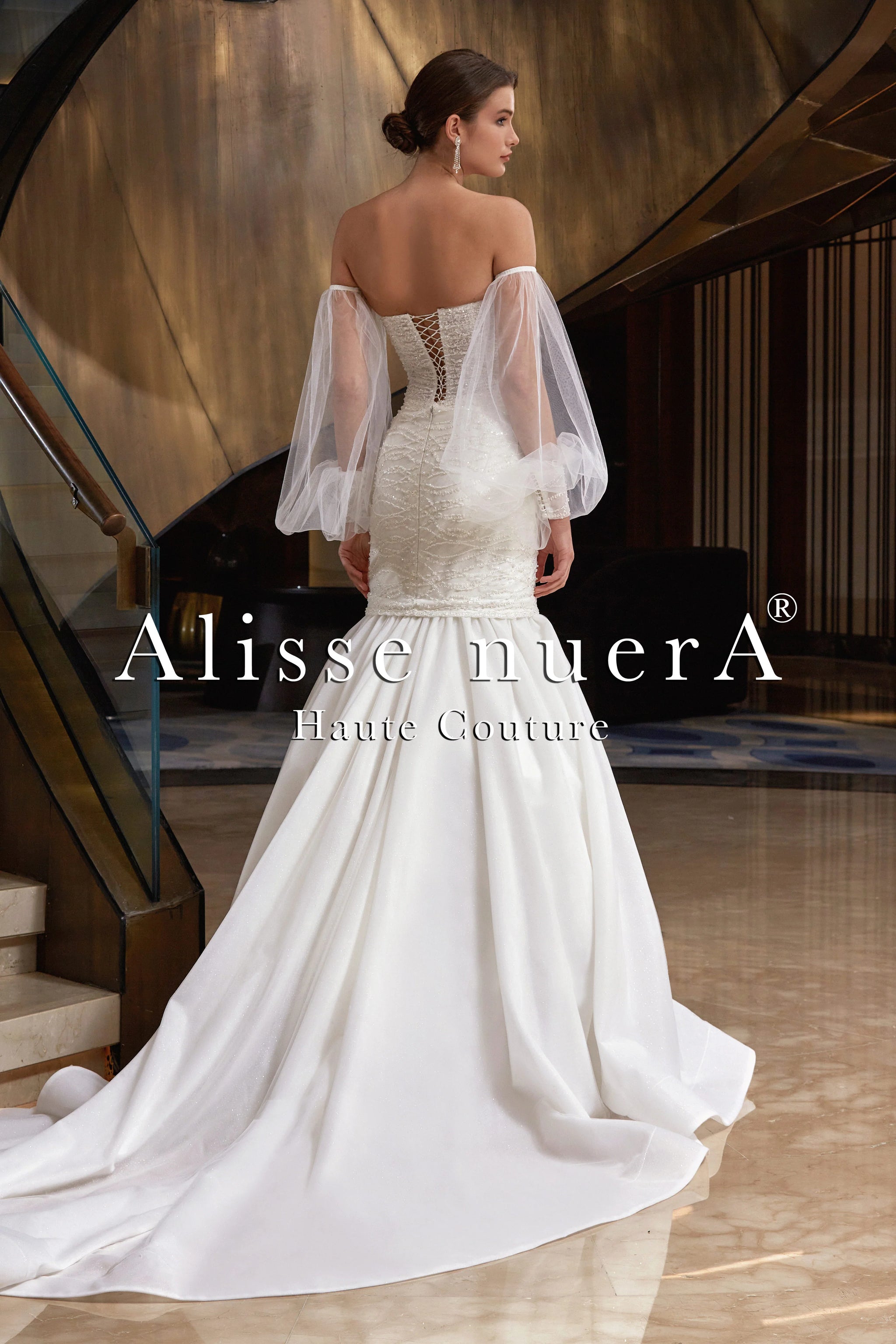 Strapless Convertible Wedding Gown with Detachable Tulle Sleeves