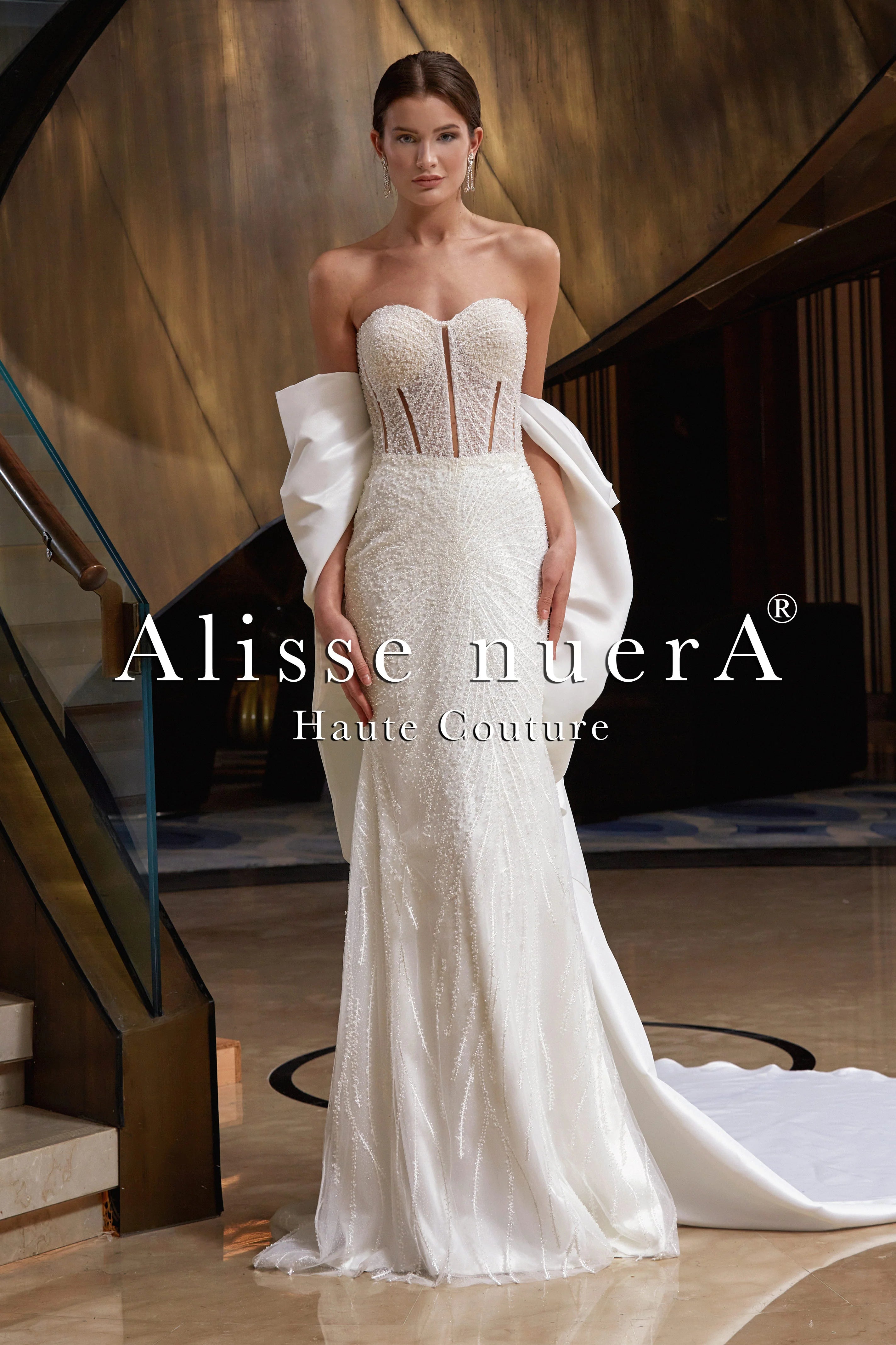 Sweetheart Beaded Sheath Wedding Dress with Satin Train Sweetheart Beaded Sheath Wedding Dress with Satin Train
