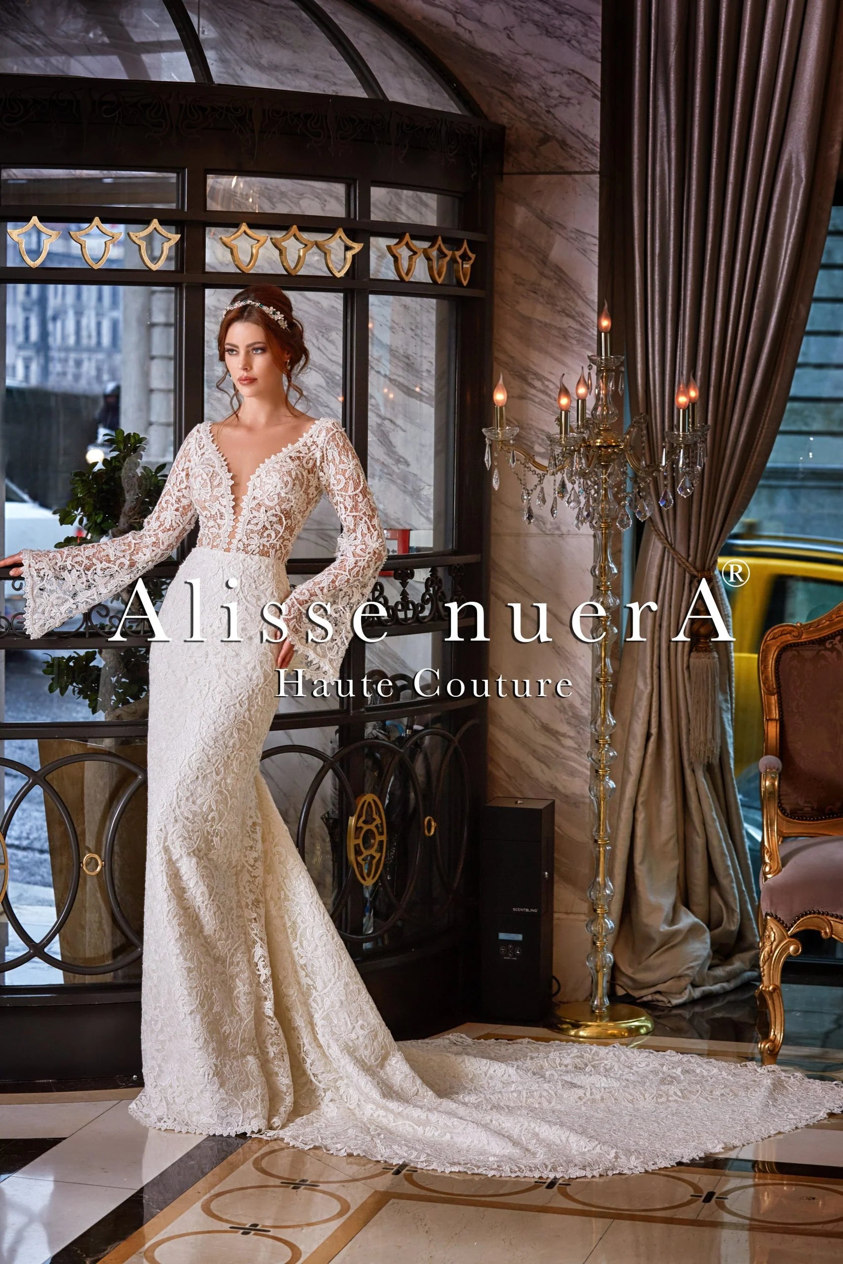 Transparent Top Lace Bridal Dress with Button Down Back Transparent Top Lace Bridal Dress with Button Down Back