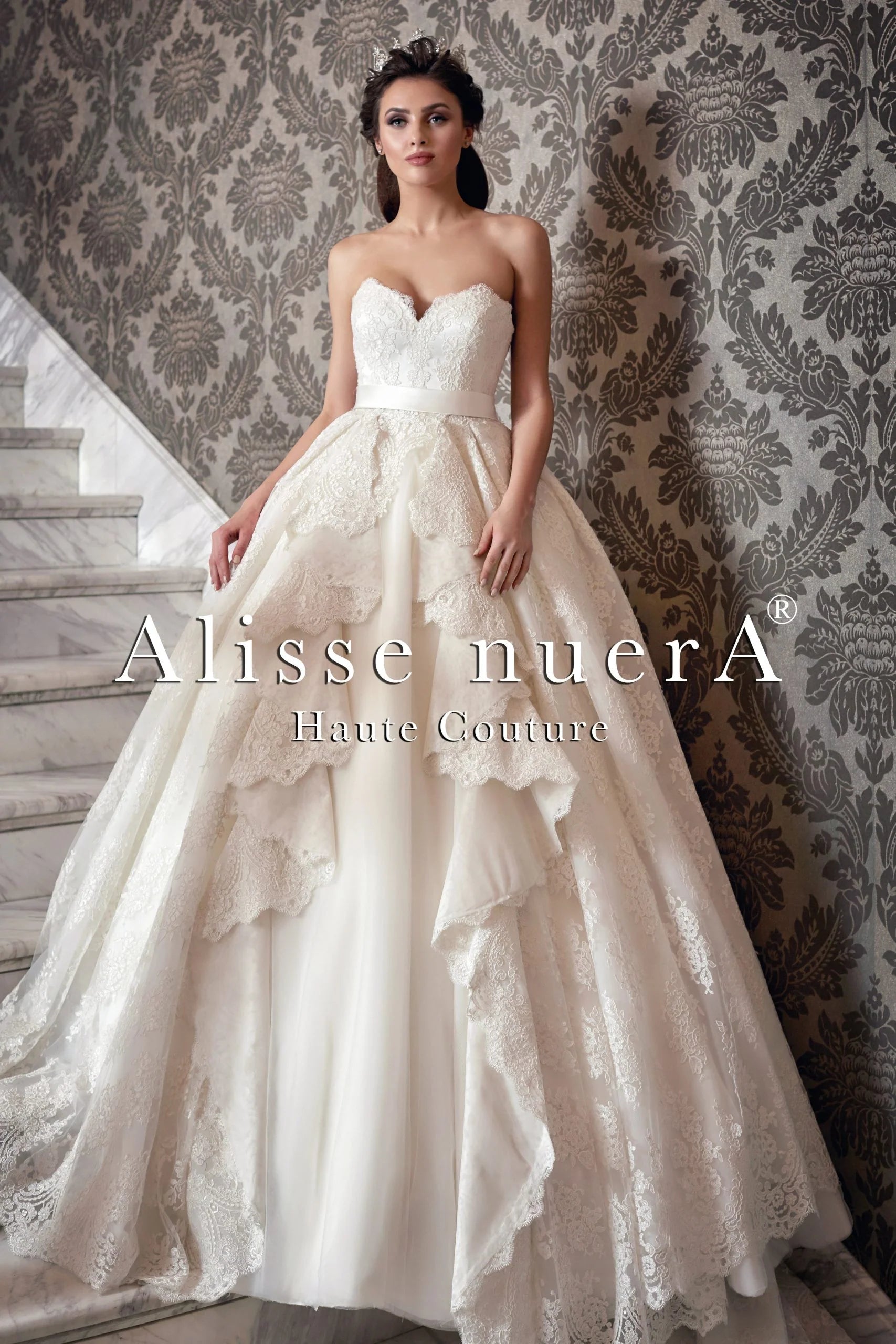 Two Piece Column Wedding Dress and Detachable Overlay Ruffle Skirt with Train Two Piece Column Wedding Dress and Detachable Overlay Ruffle Skirt with Train