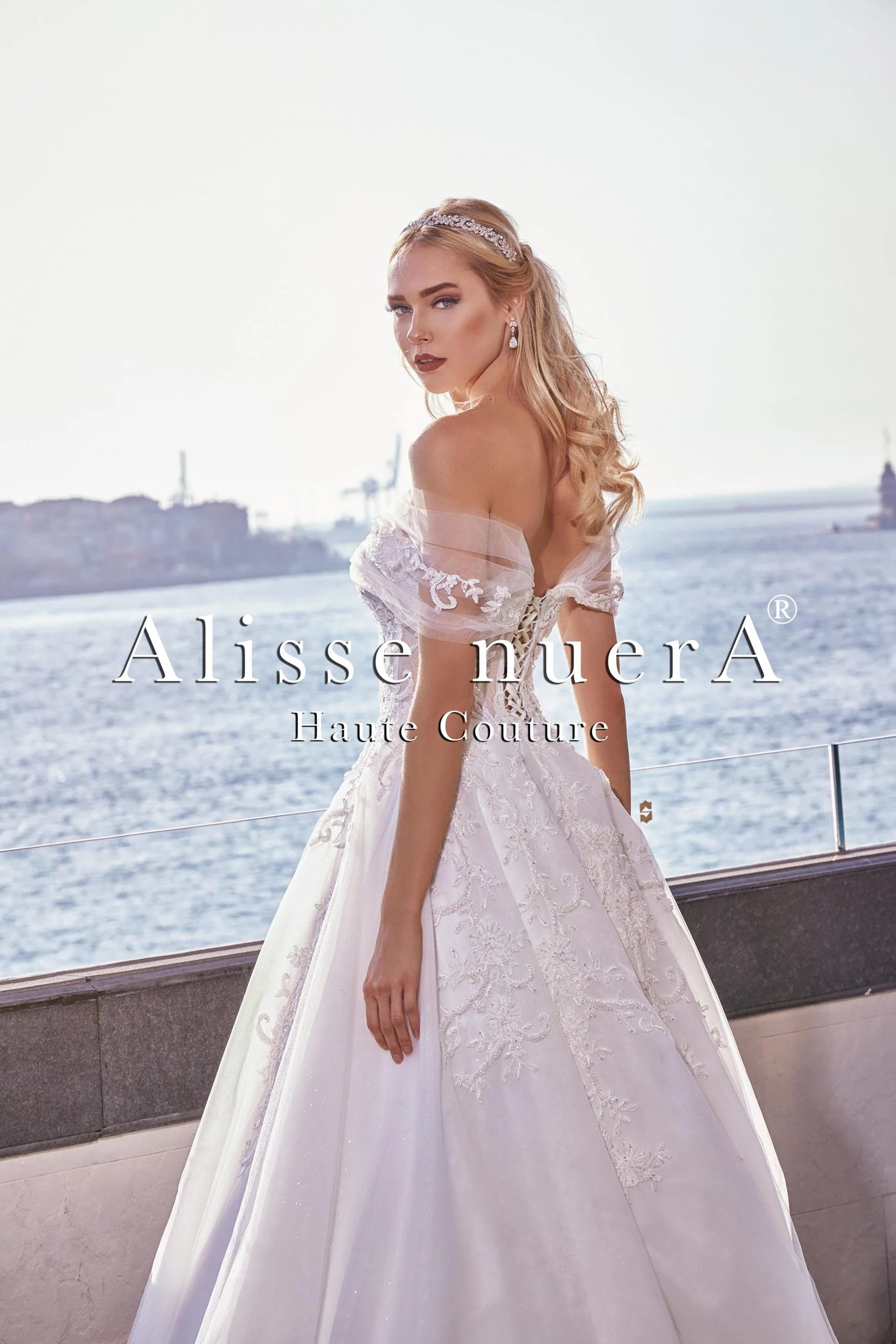 Bateau Neck Wedding Dress with Embroidery and Tulle - Alisse Bridal Bateau Neck Wedding Dress with Embroidery and Tulle - Alisse Bridal