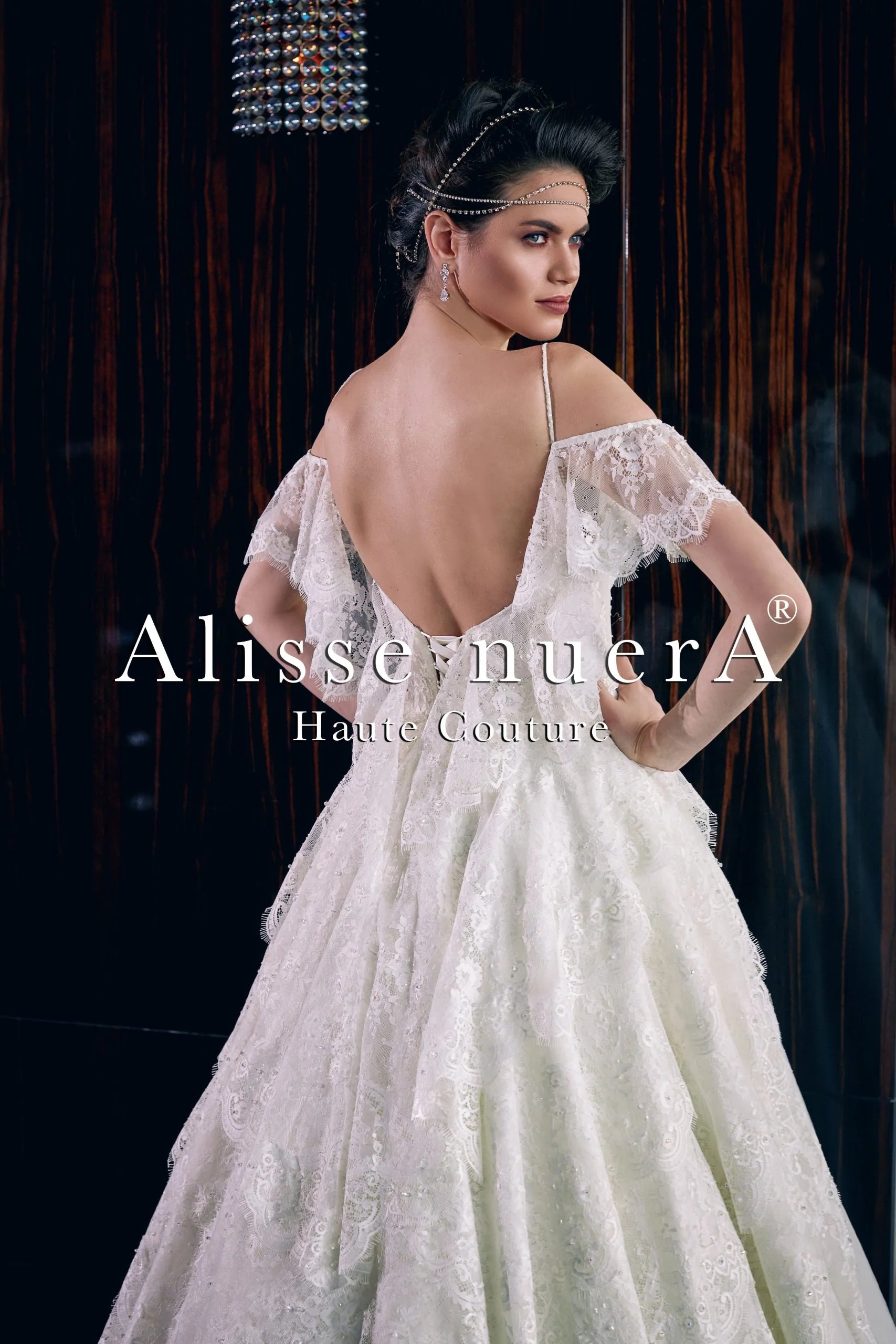 Boho Lace Ivory Wedding Dress with Flared Short Sleeve - Alisse Bridal Ivory / Lace / 18 Boho Lace Ivory Wedding Dress with Flared Short Sleeve - Alisse Bridal Ivory / Lace / 18