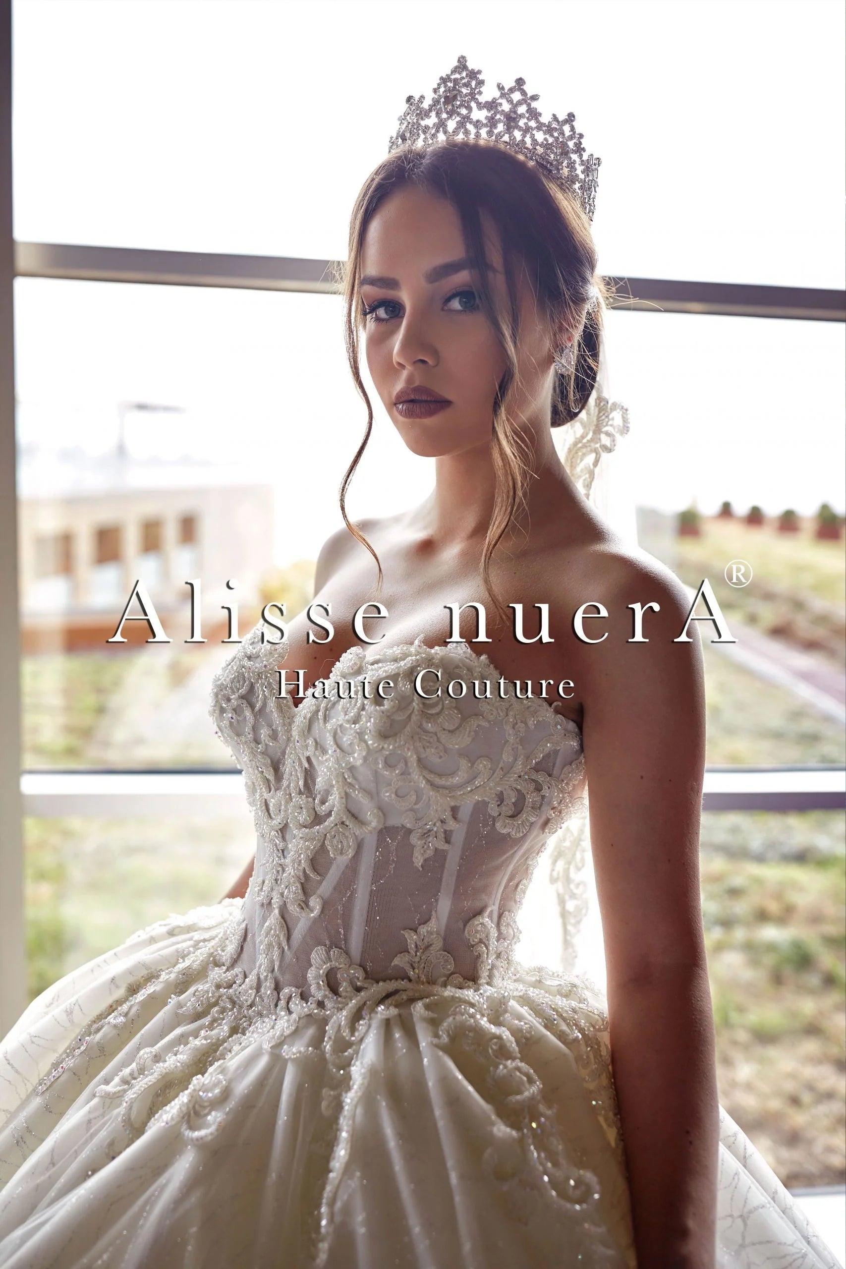 Corset Bodice Wedding Dress with Shimmering Tulle Princess Skirt - Alisse Bridal 12 / Off White / Lace / Tulle Corset Bodice Wedding Dress with Shimmering Tulle Princess Skirt - Alisse Bridal 12 / Off White / Lace / Tulle