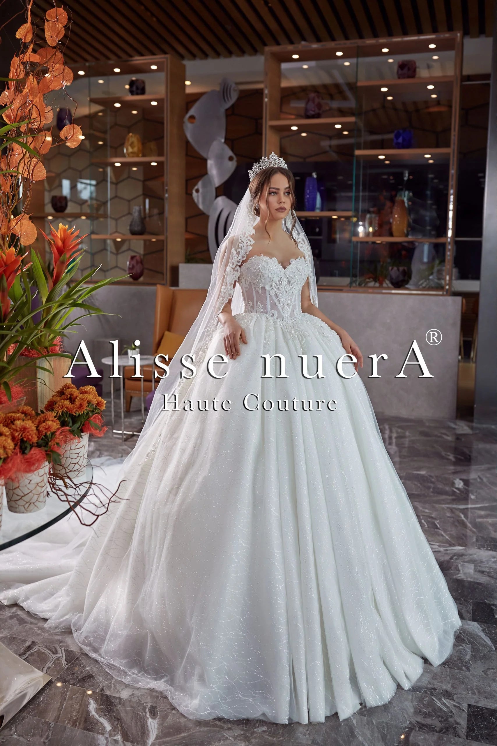 Corset Bodice Wedding Dress with Shimmering Tulle Princess Skirt - Alisse Bridal 12 / Off White / Lace / Tulle Corset Bodice Wedding Dress with Shimmering Tulle Princess Skirt - Alisse Bridal 12 / Off White / Lace / Tulle