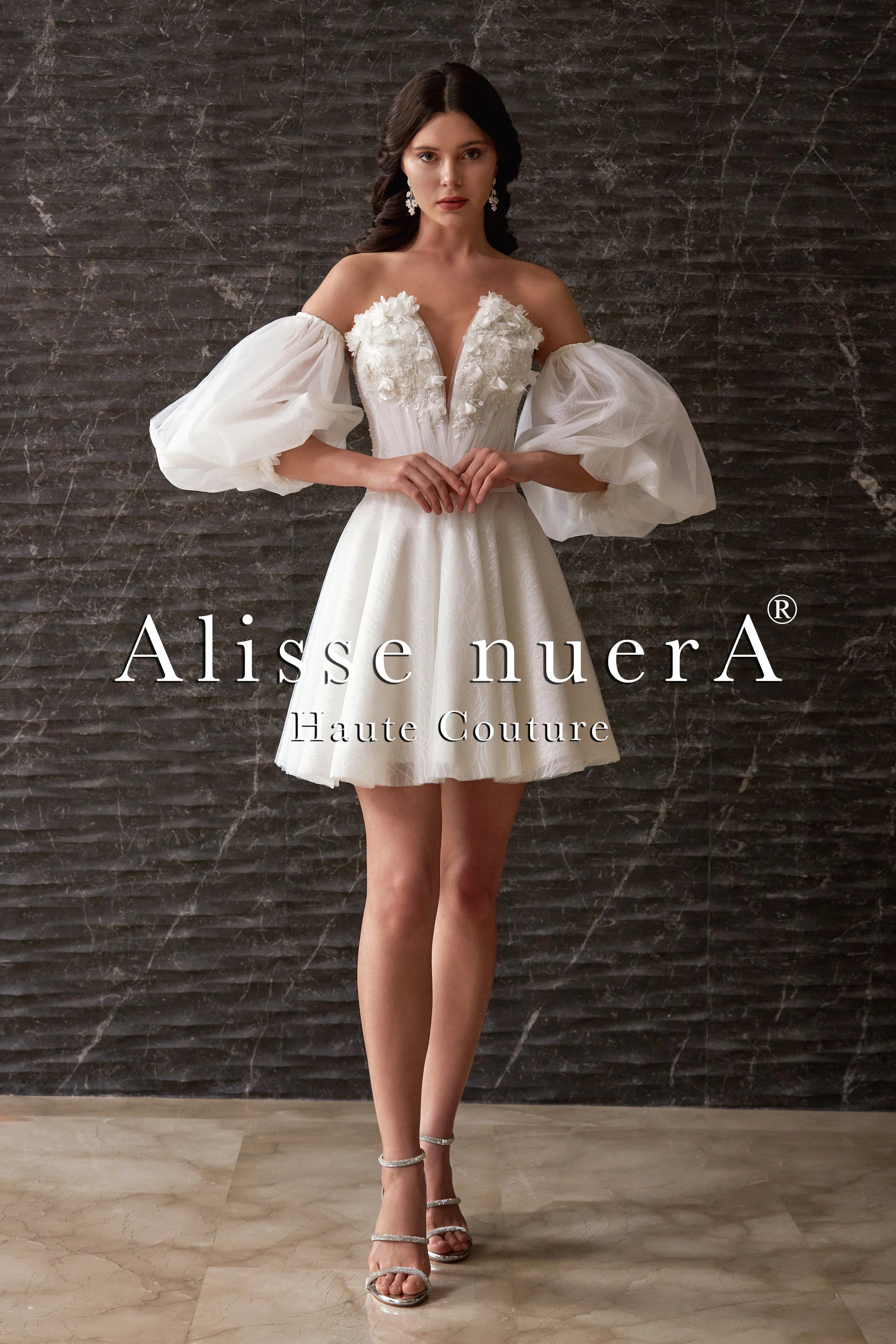 short wedding dress with detachable long skirt Klein Convertible Short-Long Dress with Detachable Pleated Skirt | Full Moon Bridal