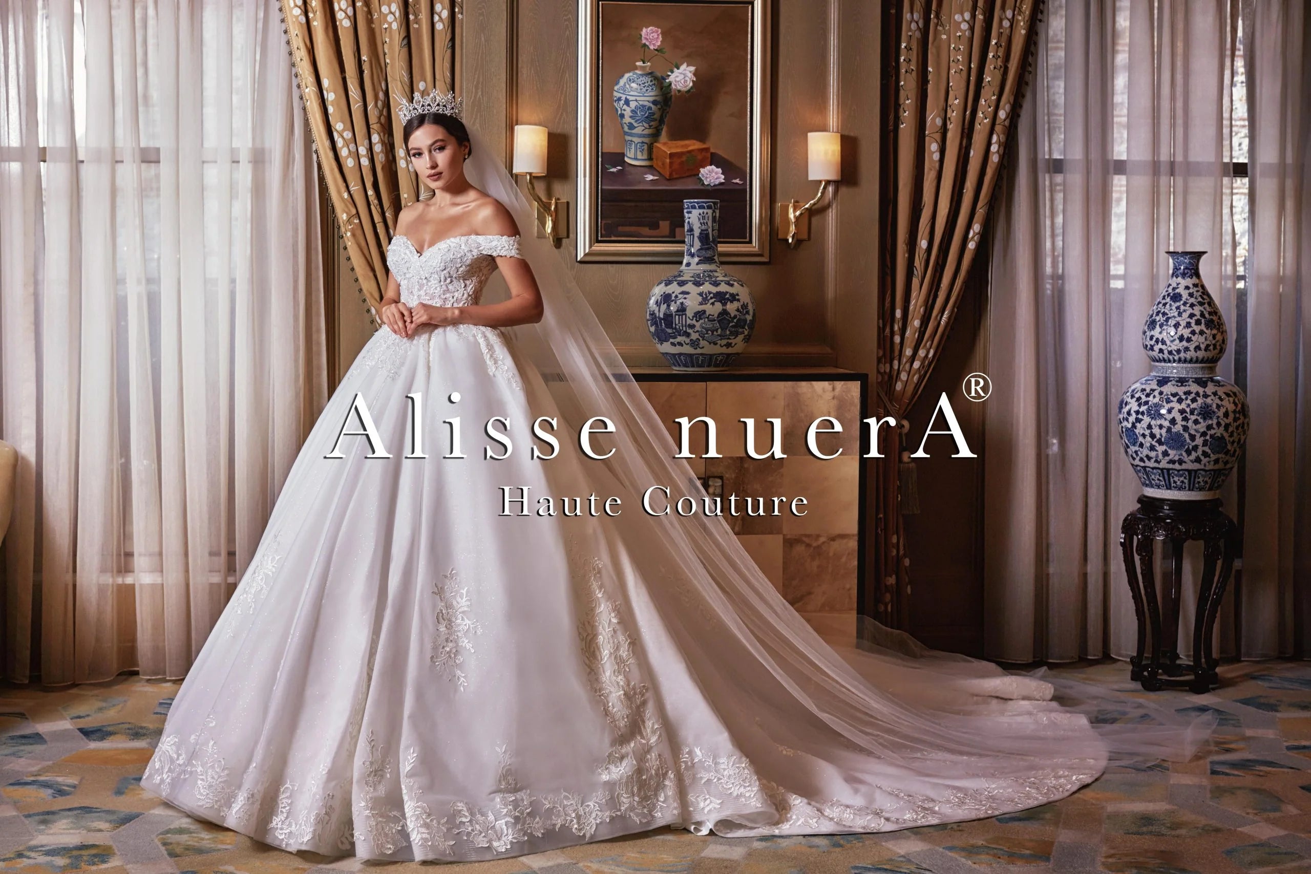 Empire Waist Ball Gown Princess Wedding Dress - Alisse Bridal Empire Waist Ball Gown Princess Wedding Dress - Alisse Bridal
