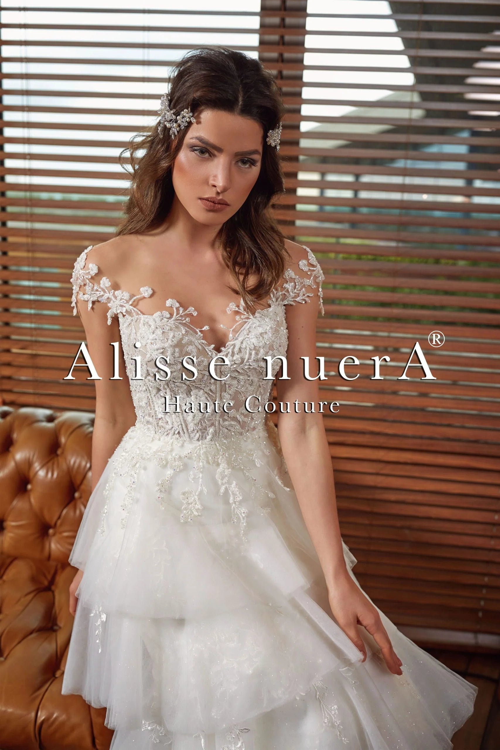 Glamorous Vintage Pencil Skirt Tiered Wedding Dress with Flower Embroidery 22 / Off White / Tulle / Lace