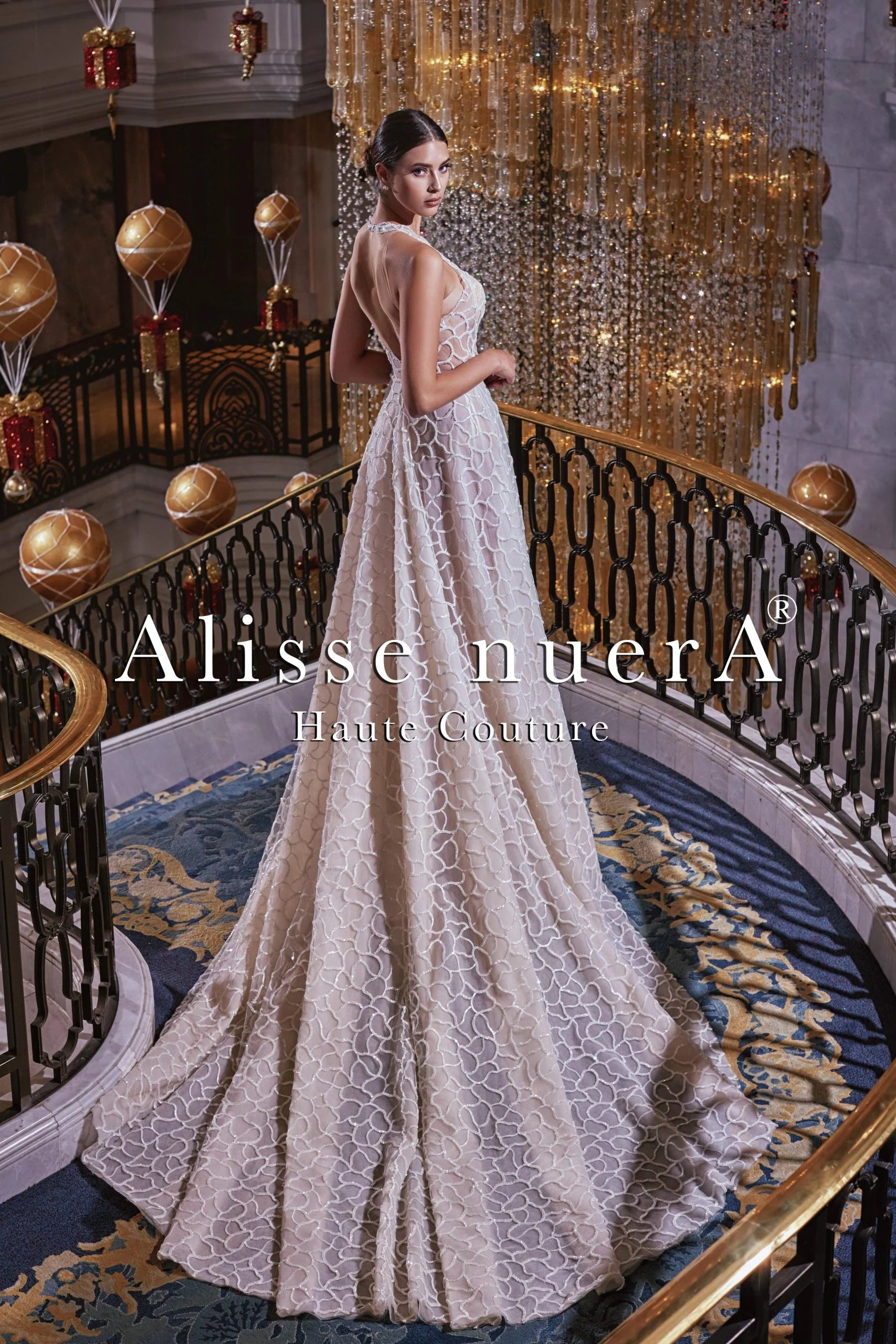 transparent evening dress Chic and Holland HF110347 - Beaded Appliqued See-Through Evening Dress 4 / Aqua/Nude