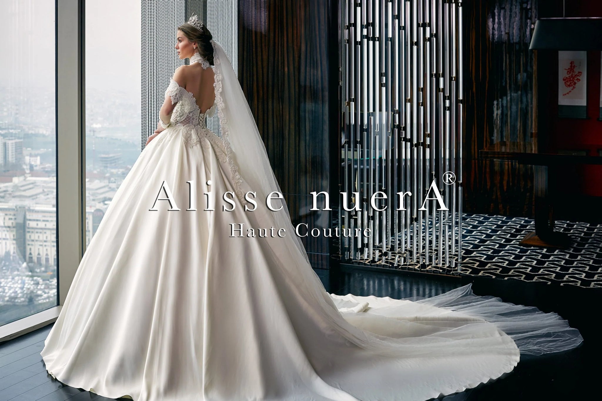 Ivory Grecian Wedding Dress with Neck Applique  Alisse Bridal