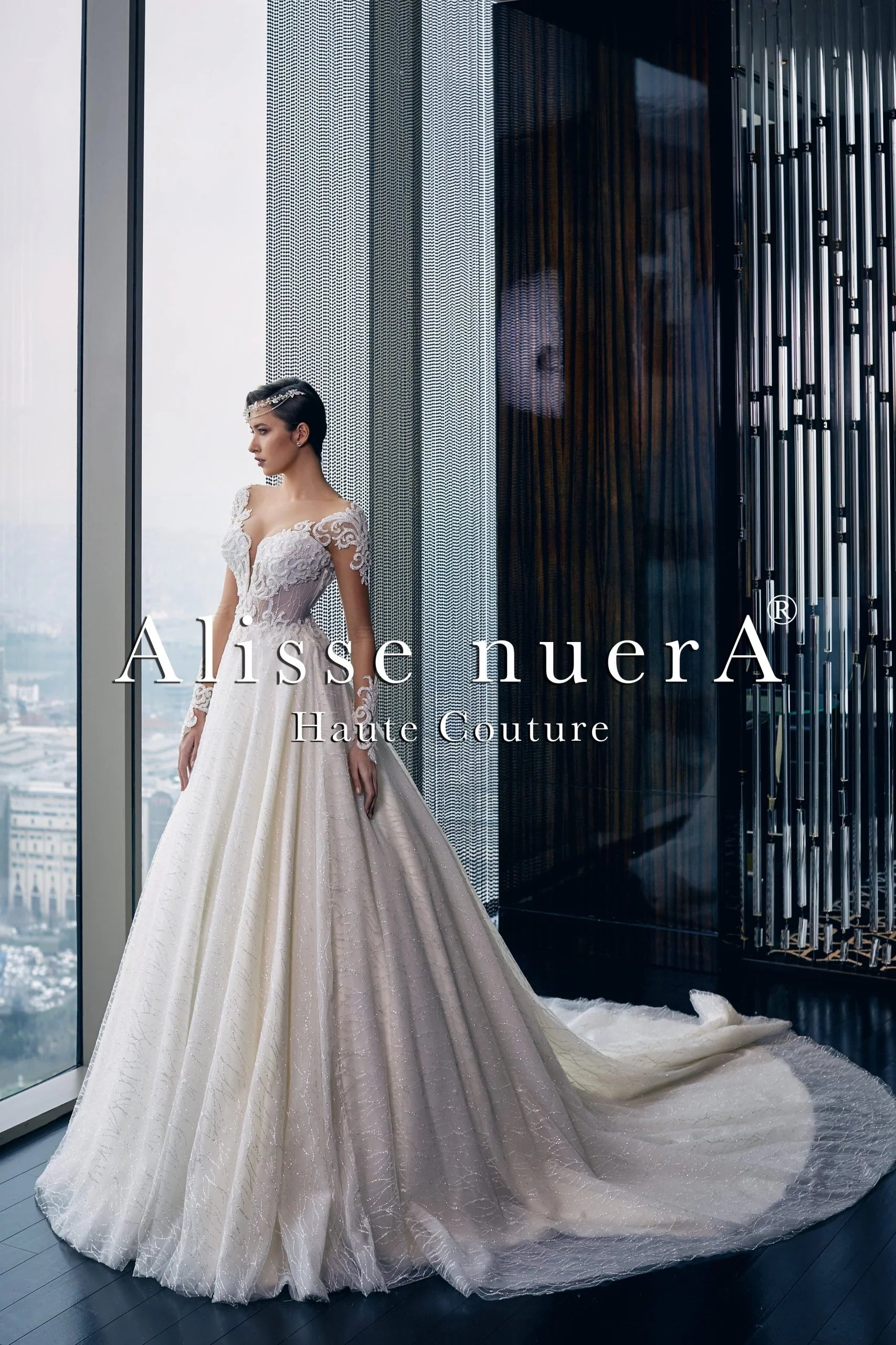 Lace Applique Transparent Sleeve A Line Sparkle Bridal Gown Alisse Bridal Lace Applique Transparent Sleeve A Line Sparkle Bridal Gown Alisse Bridal