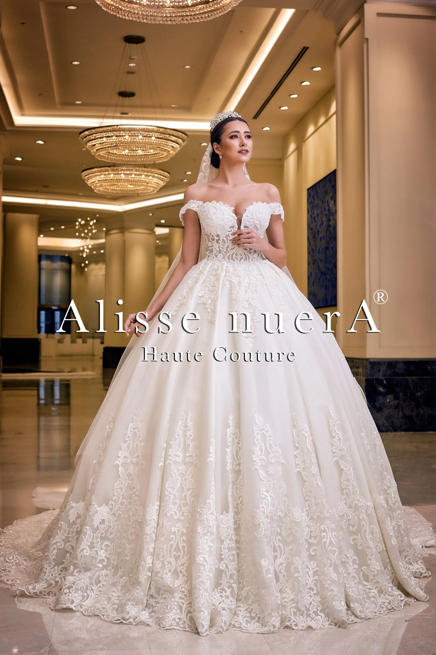 Lace Embroidered Hemline Princess Ball Gown Wedding Dress – Alisse Bridal Lace Embroidered Hemline Princess Ball Gown Wedding Dress – Alisse Bridal