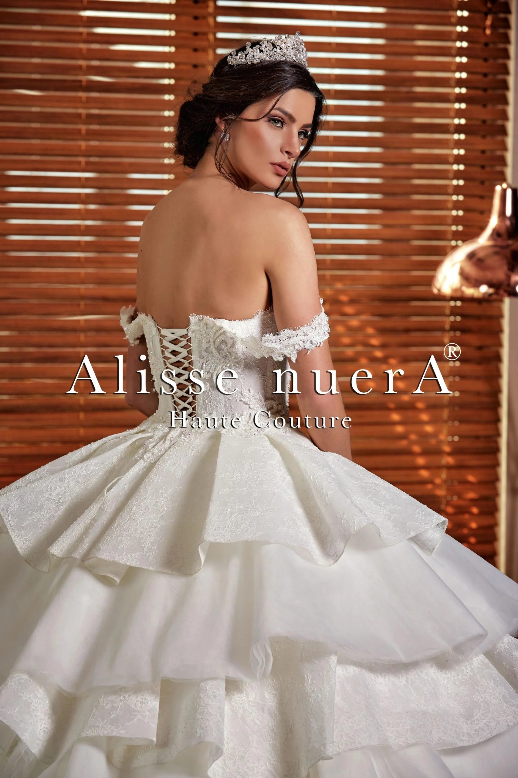 Lace and Tulle Layered Ruffle Wedding Dress with Off the Shoulder Lace Applique 10 / Off White / Tulle / Lace Lace and Tulle Layered Ruffle Wedding Dress with Off the Shoulder Lace Applique 10 / Off White / Tulle / Lace
