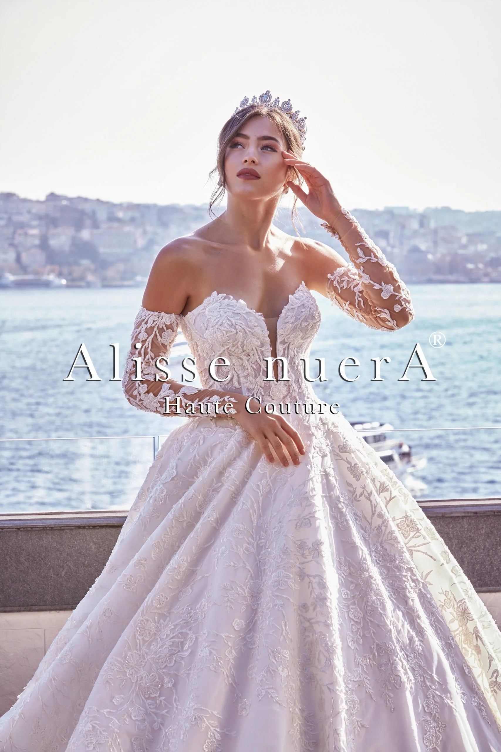 Off Shoulder Long Sleeve Romantic Wedding Dress with Princess Silhouette Off White / Lace / 4 Off Shoulder Long Sleeve Romantic Wedding Dress with Princess Silhouette Off White / Lace / 4