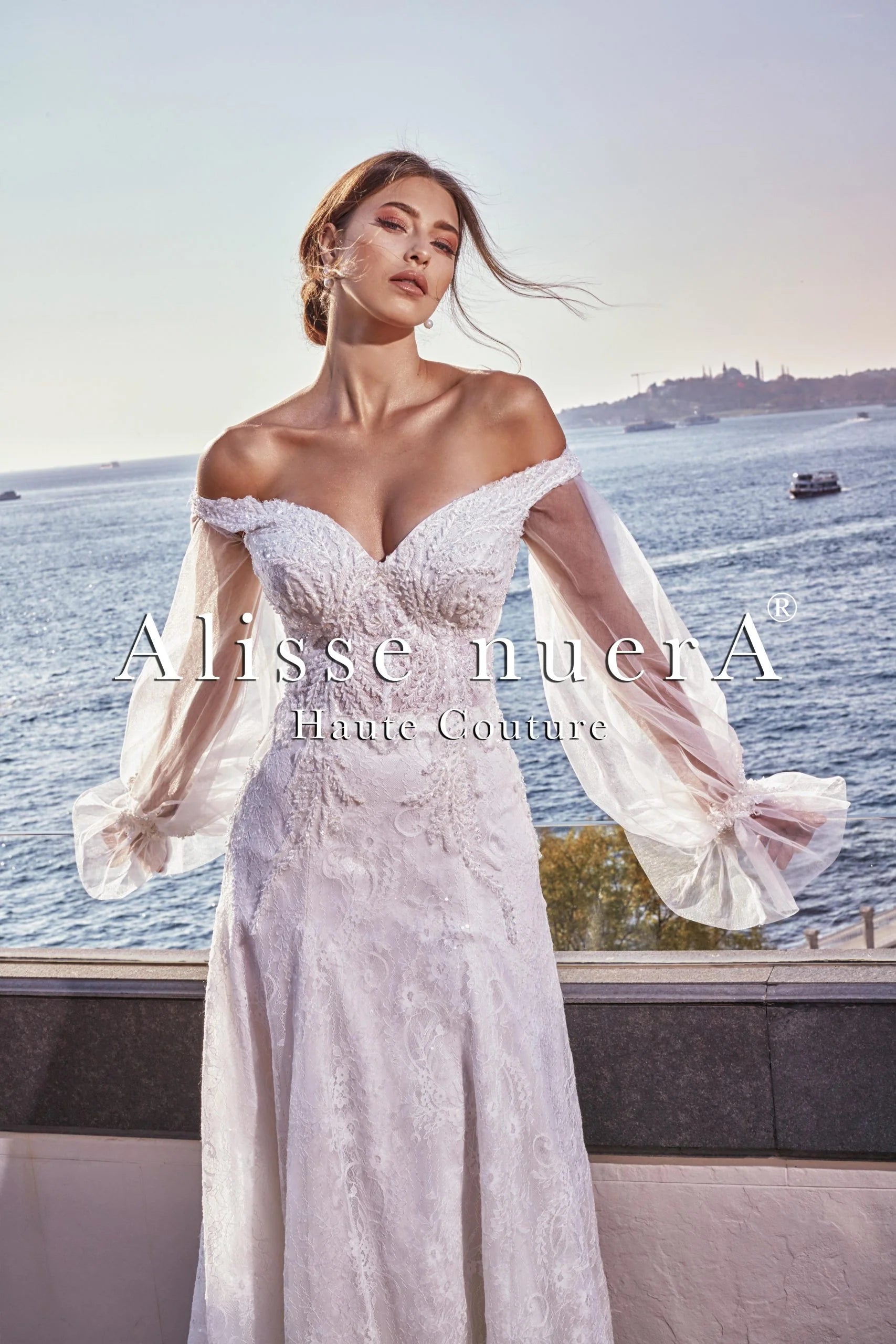 Off Shoulder Sweetheart Tulle Sleeve A Line Bridal Dress Alisse Bridal Off Shoulder Sweetheart Tulle Sleeve A Line Bridal Dress Alisse Bridal