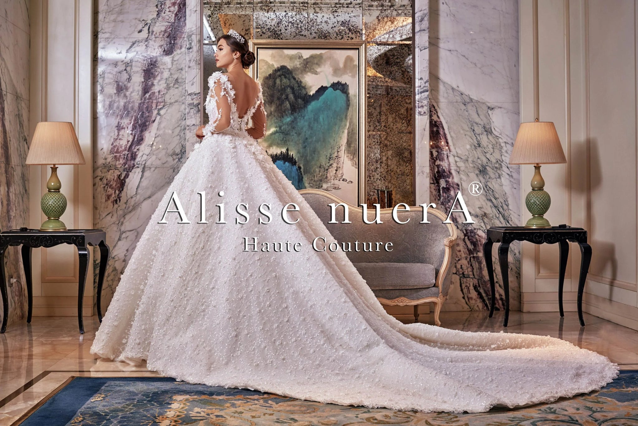 Off White 3D Floral Wedding Gown with Long Sleeve Off White / Lace / 30