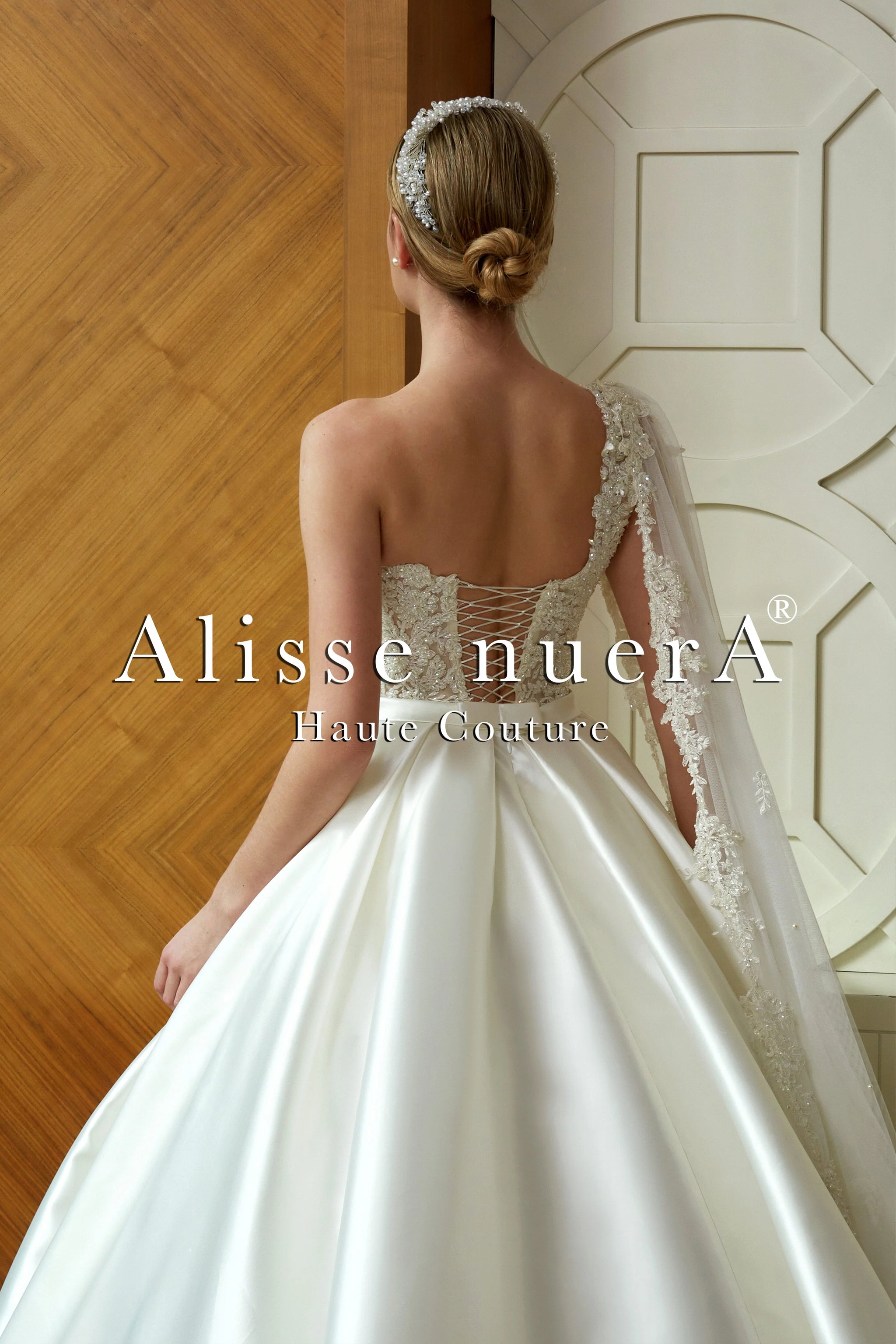 One Shoulder Draped Satin Indian Style Wedding Dress with Bridal Dupatta 24 / Off White / Satin