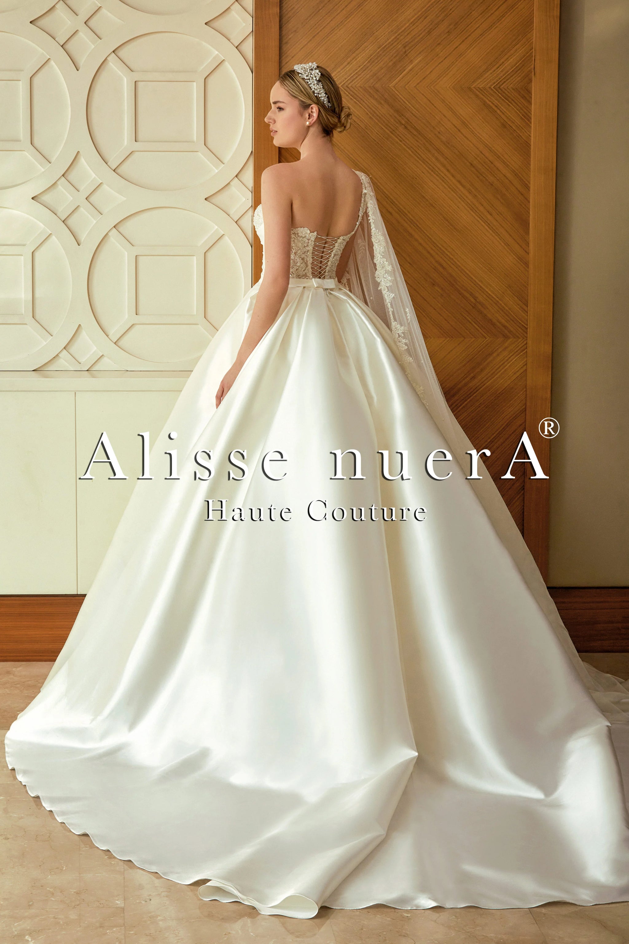 One Shoulder Draped Satin Indian Style Wedding Dress with Bridal Dupatta 24 / Off White / Satin