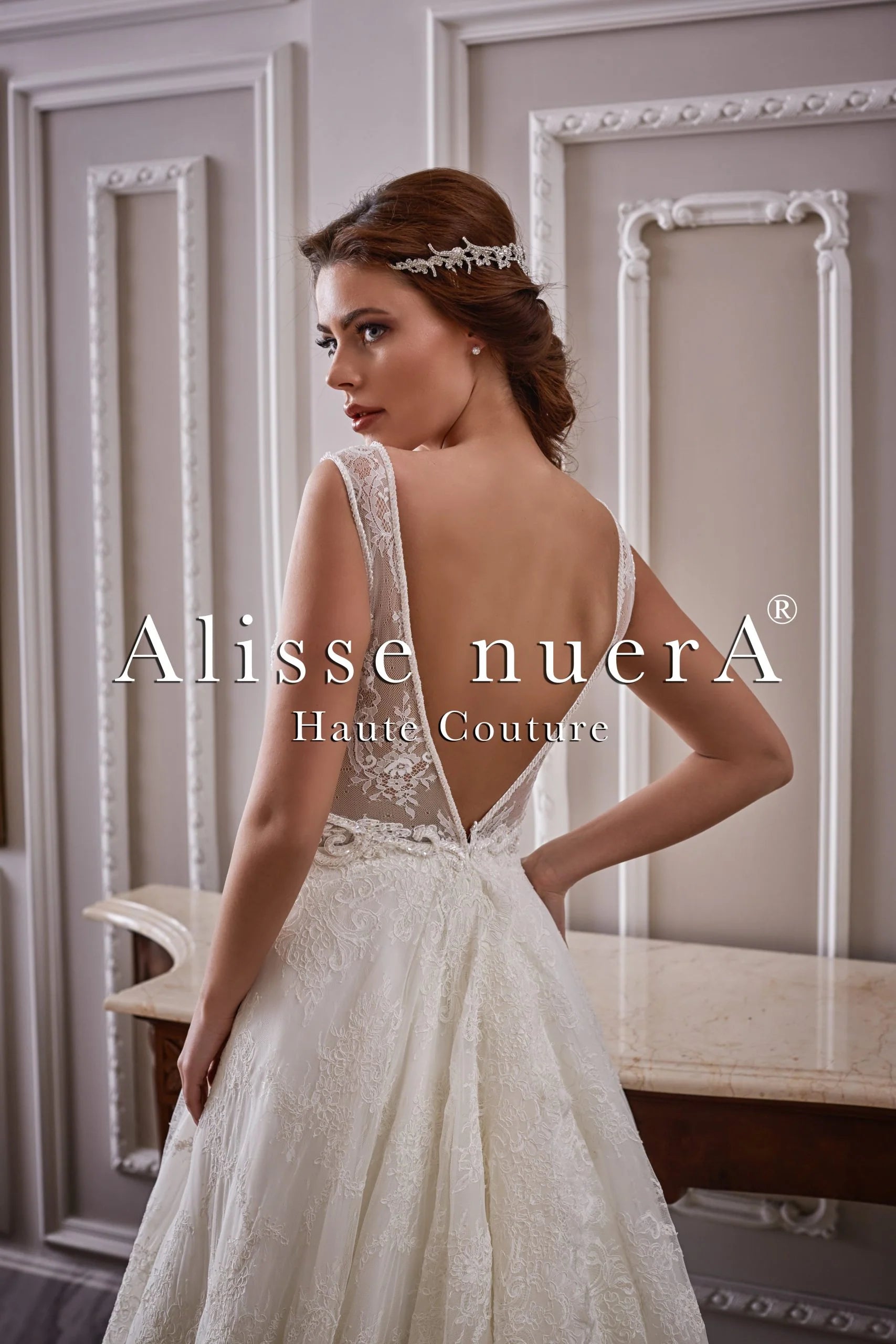 Plunging Ivory A Line Backless Bridal Dress with Lace Embroidery 10 / Off White / Lace Plunging Ivory A Line Backless Bridal Dress with Lace Embroidery 10 / Off White / Lace