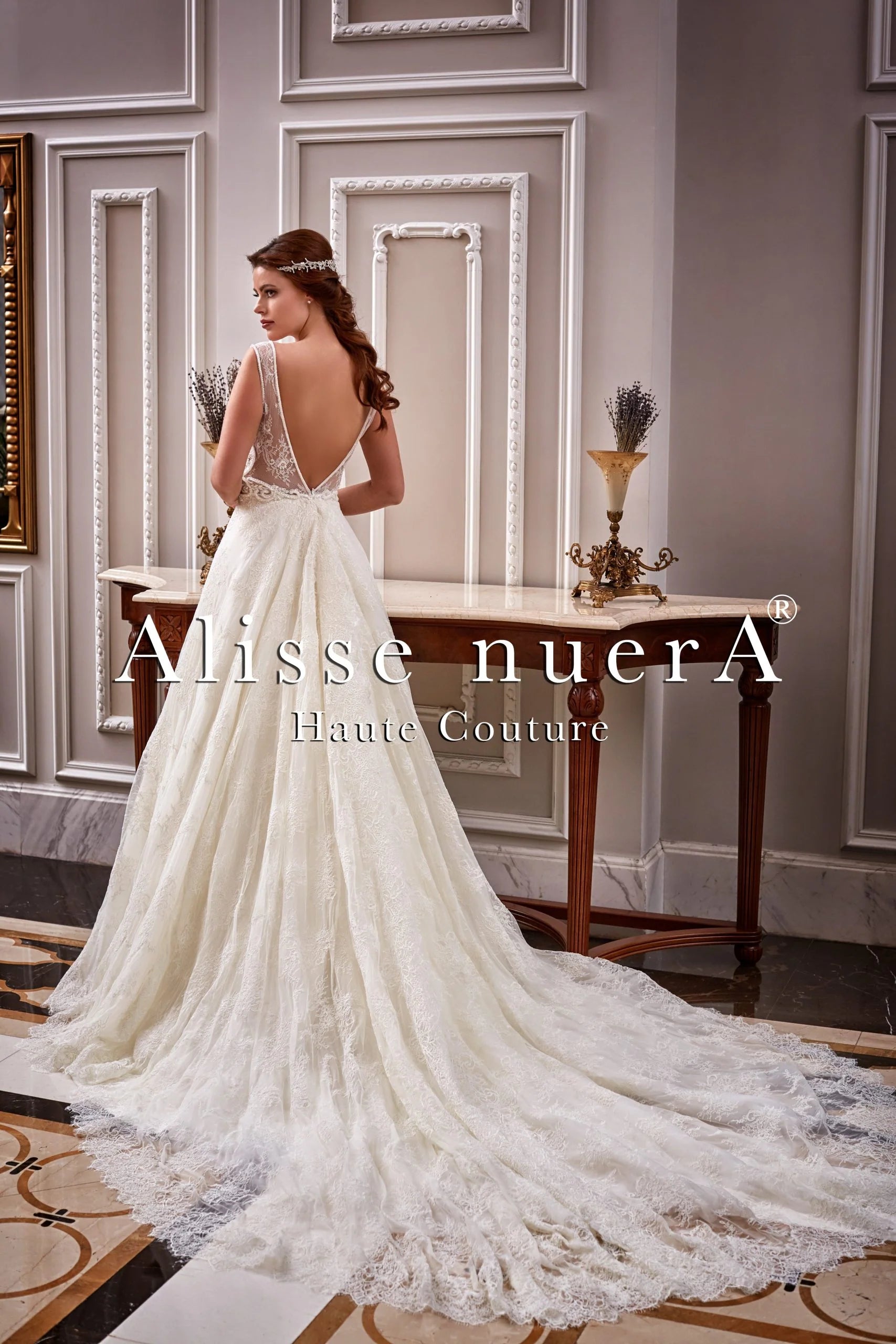 Plunging Ivory A Line Backless Bridal Dress with Lace Embroidery 10 / Off White / Lace Plunging Ivory A Line Backless Bridal Dress with Lace Embroidery 10 / Off White / Lace