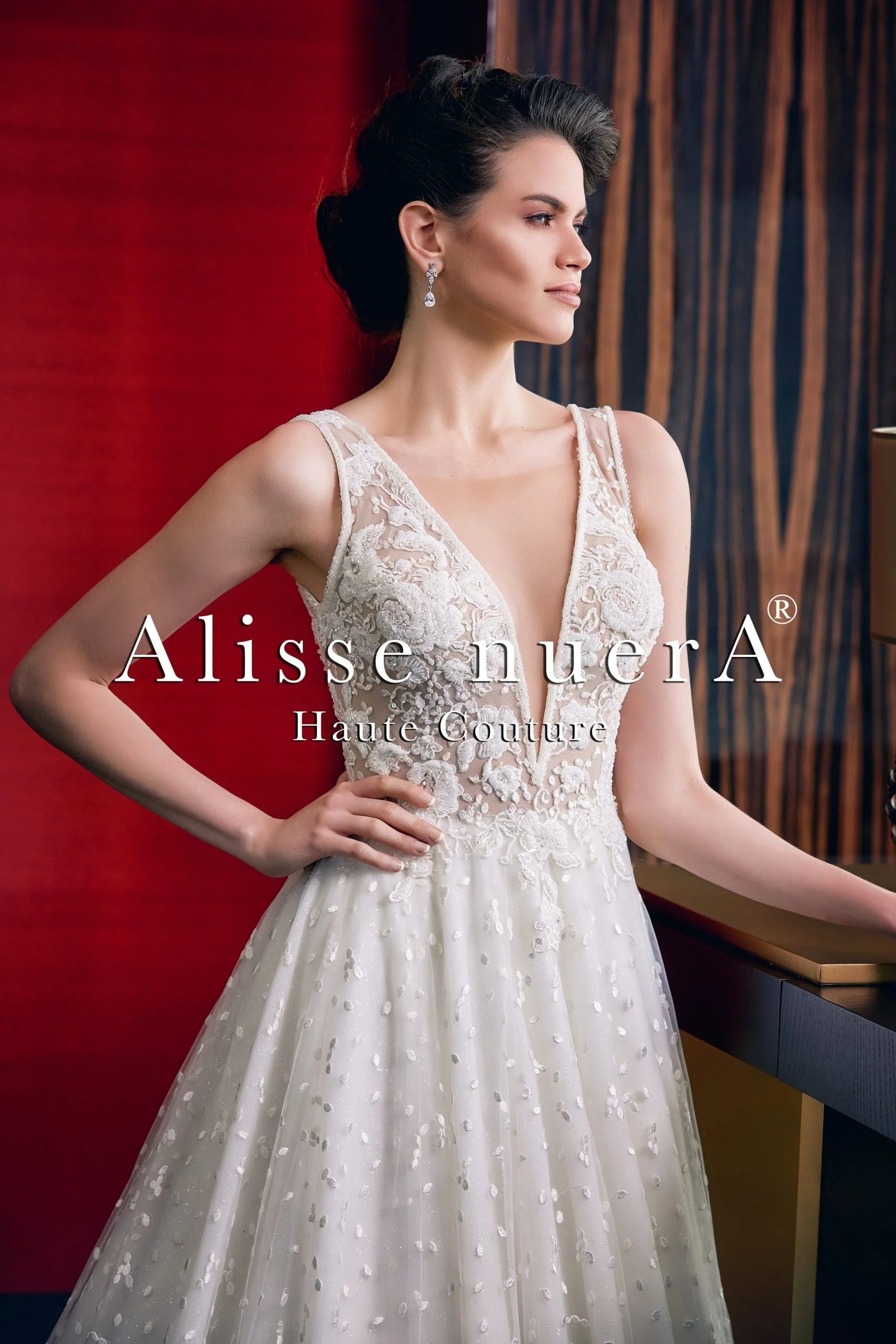Polka Dot Rustic Ivory Wedding Dress with Pearl Buttoned Back Alisse Bridal Polka Dot Rustic Ivory Wedding Dress with Pearl Buttoned Back Alisse Bridal