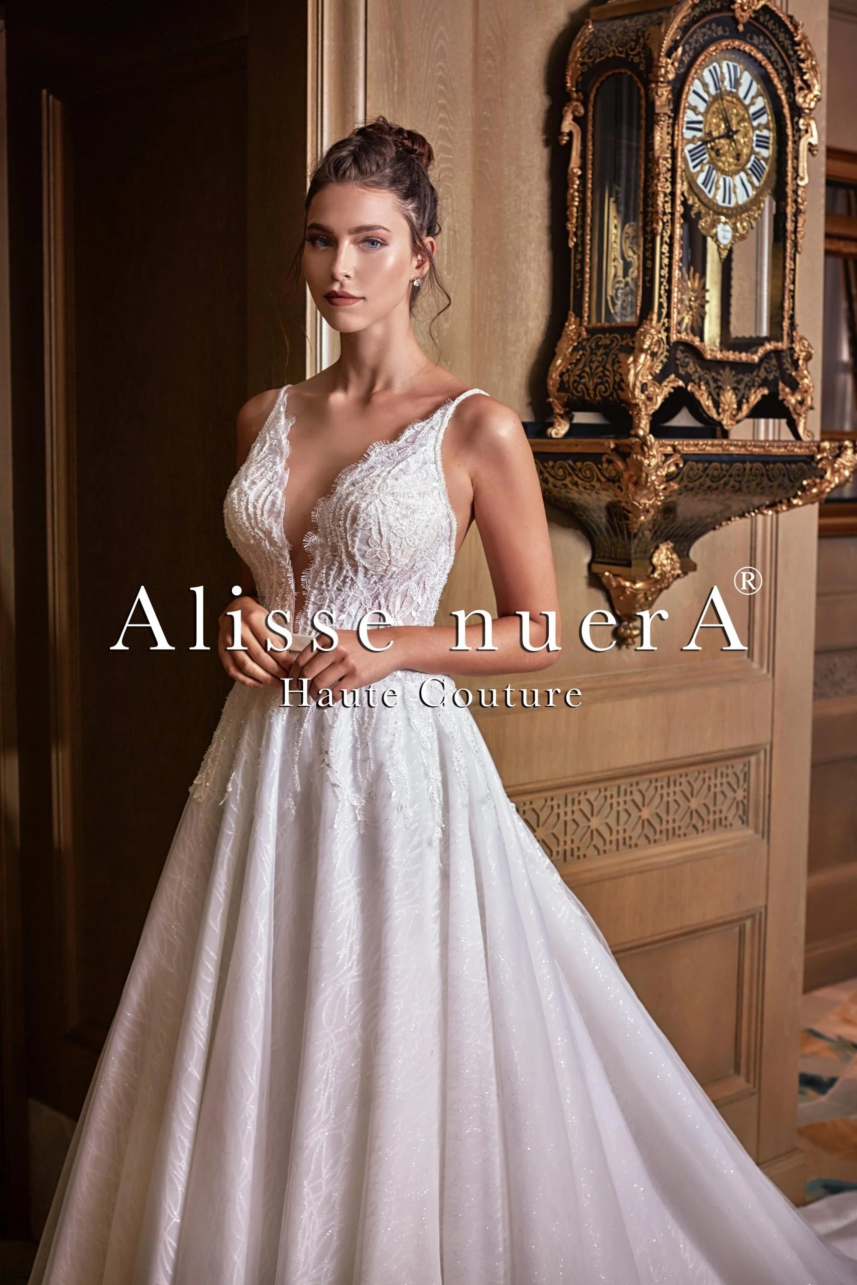 Shiny A Line Lace Bridal Dress with Sparkly Tulle Skirt Shiny A Line Lace Bridal Dress with Sparkly Tulle Skirt