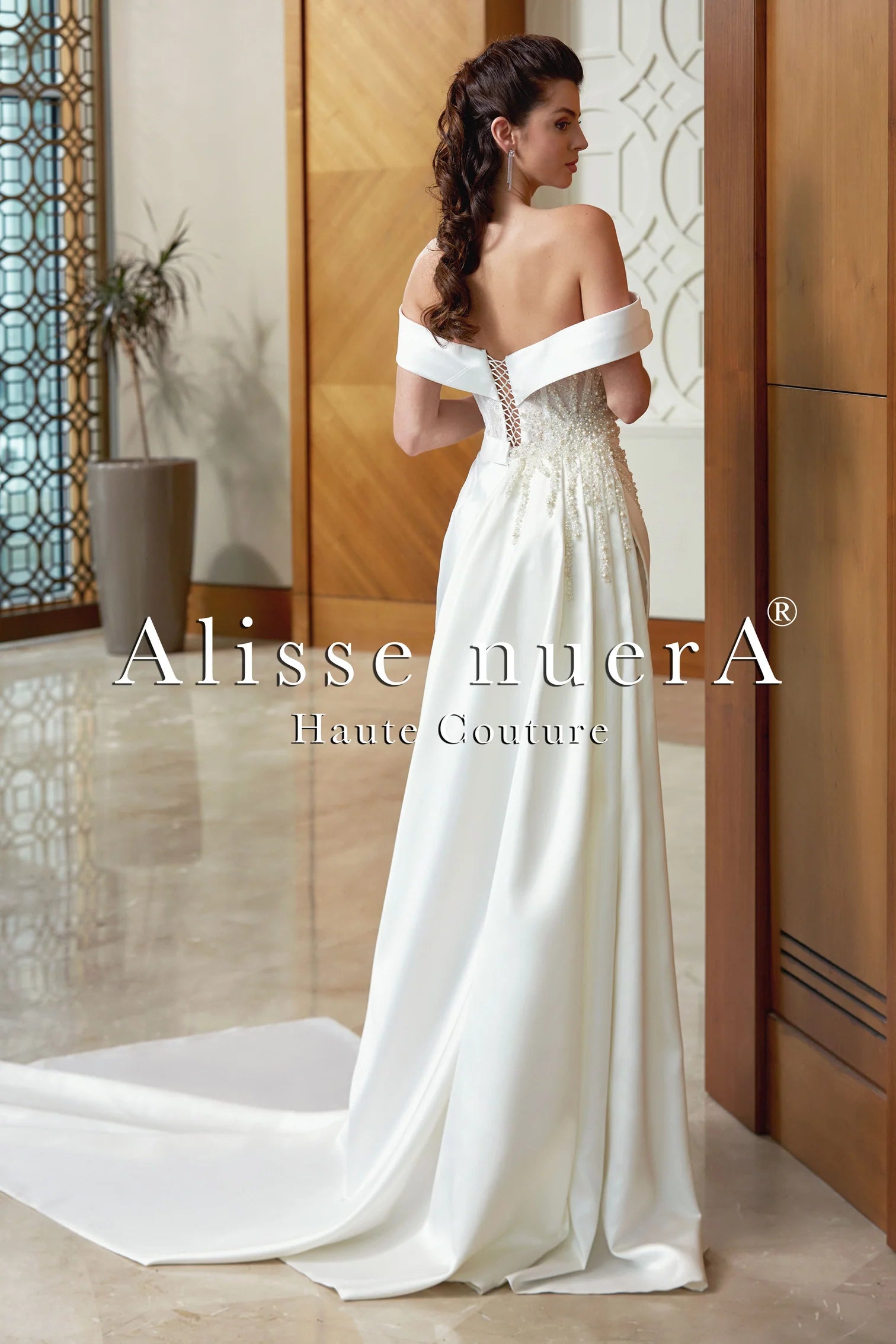 Short Front Long Back Embroidered Satin Wedding Dress Model - Alisse Bridal 30 / White / Saten Short Front Long Back Embroidered Satin Wedding Dress Model - Alisse Bridal 30 / White / Saten