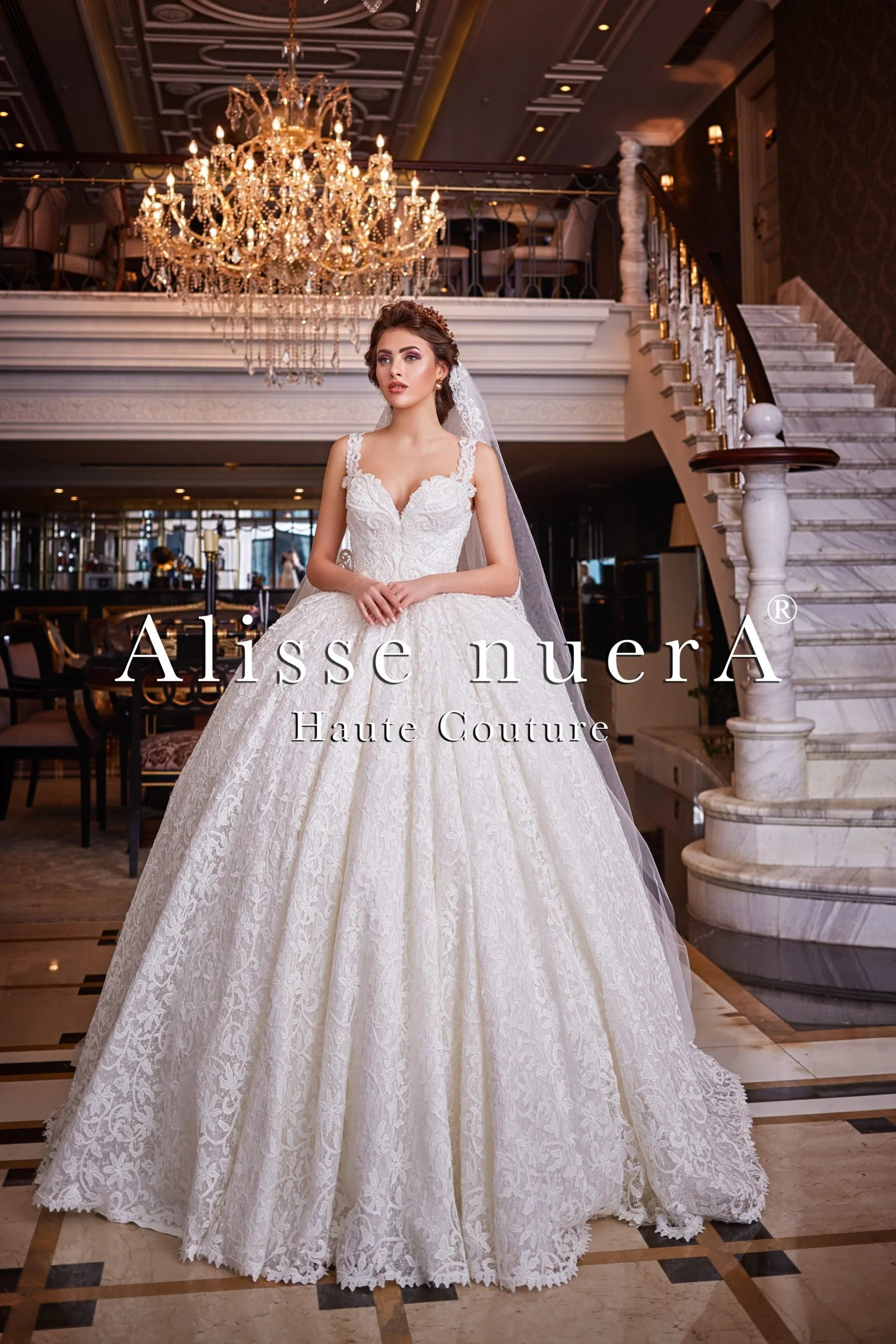 lace princess style wedding dress Lace Ballgown Bridal Dress with Long Sleeves and Sweetheart Neck