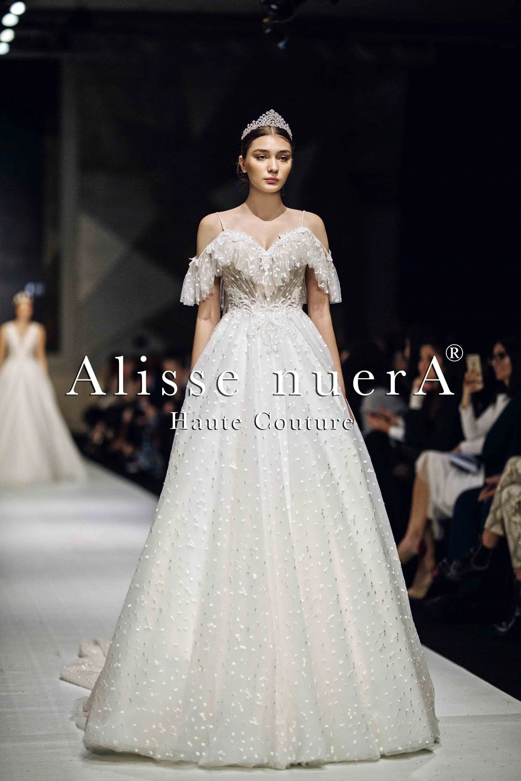 Spaghetti Strap Ruffle Sweetheart Neckline Dotted Tulle Vintage Bridal Dress - Alisse Bridal 18 / White / Polka Dot Tulle Spaghetti Strap Ruffle Sweetheart Neckline Dotted Tulle Vintage Bridal Dress - Alisse Bridal 18 / White / Polka Dot Tulle