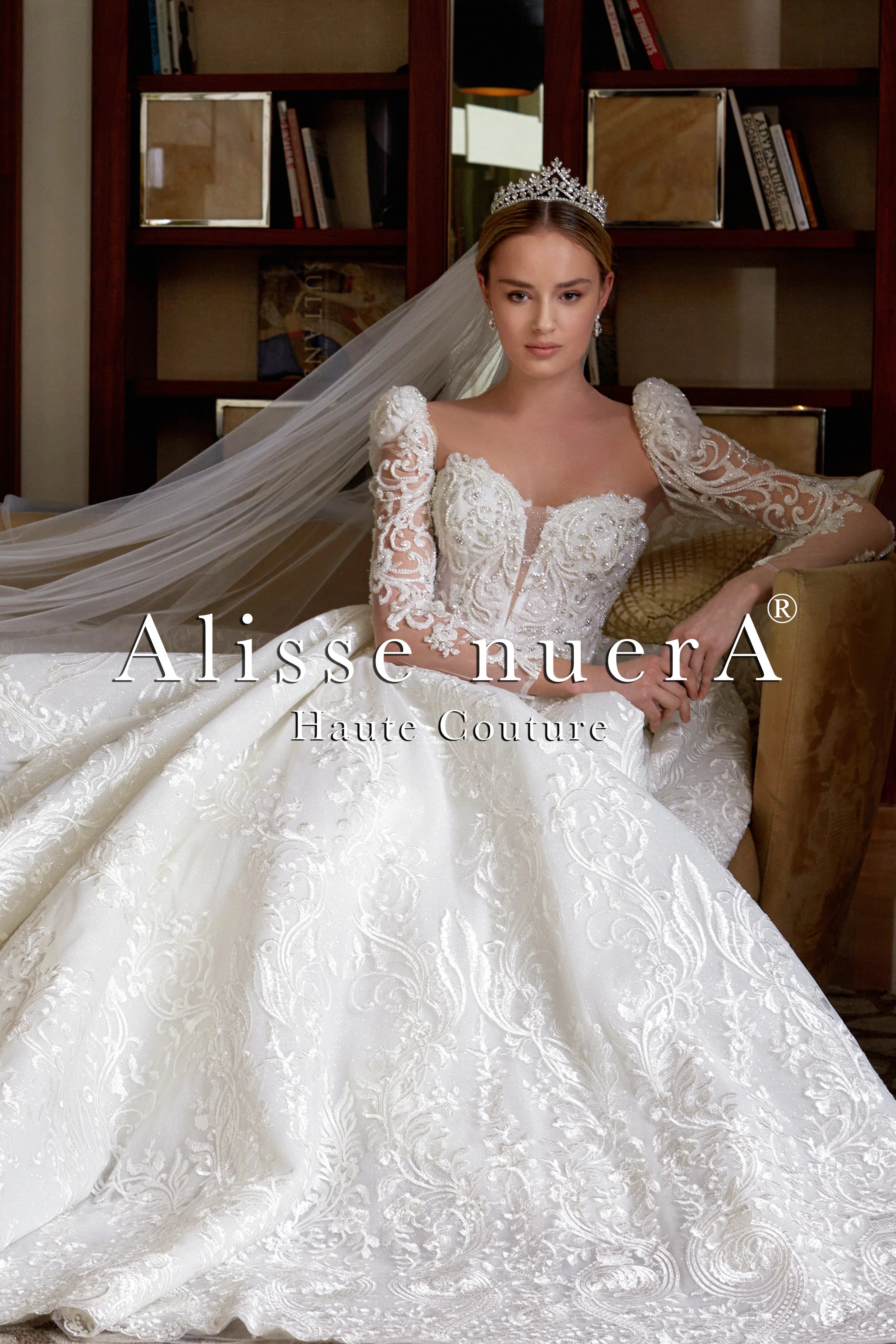 Square Neck Watermelon Sleeve A-Line Lace Wedding Dress Model - Alisse Bridal 18 / Off White / Lace Square Neck Watermelon Sleeve A-Line Lace Wedding Dress Model - Alisse Bridal 18 / Off White / Lace