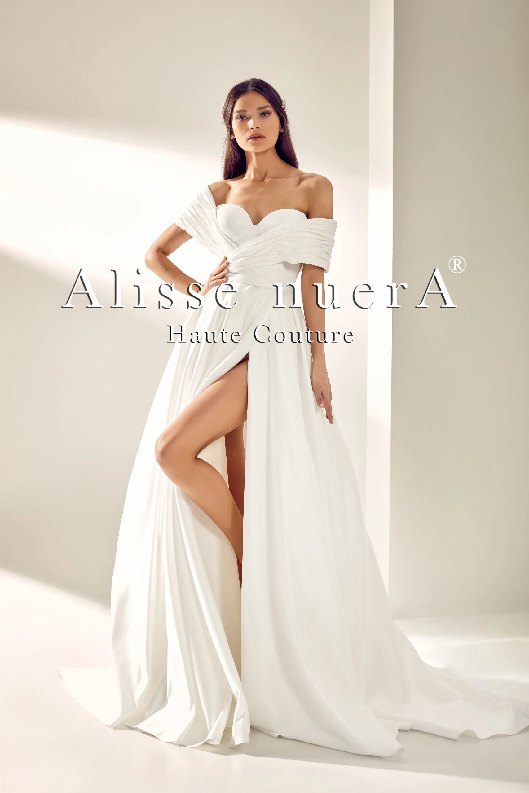 high waisted dresses plus size Off White Strapless Wedding Gown w/ Sweetheart Neckline & Elegant Leg –  smcfashion.com main image 1