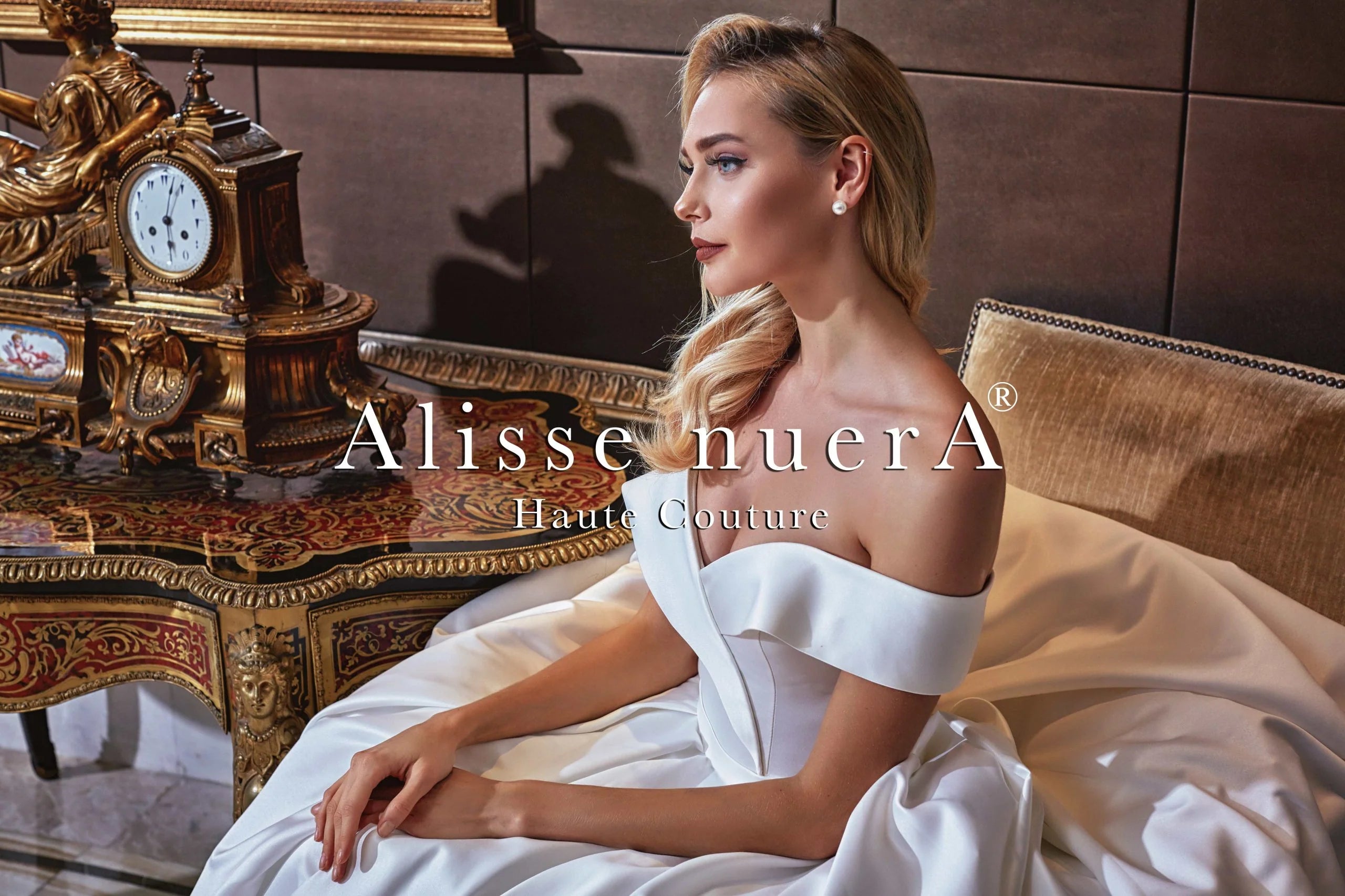 Winter White Satin A Line Cut Bridal Dress Winter White Satin A Line Cut Bridal Dress